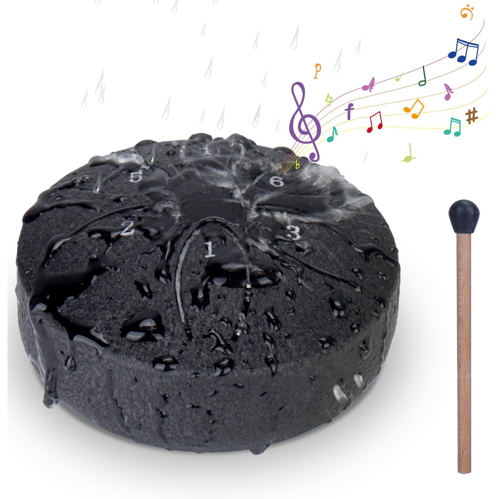 Baborui Rain Drum For Outside Garden - Upgraded Non Waterlogging Rain Drum For Outside When It Rains  3 Inches 6 Notes Steel Tongue Drum Rain Chime  Mini Outdoor Rain Drum Instrument(Black)  H-478-1