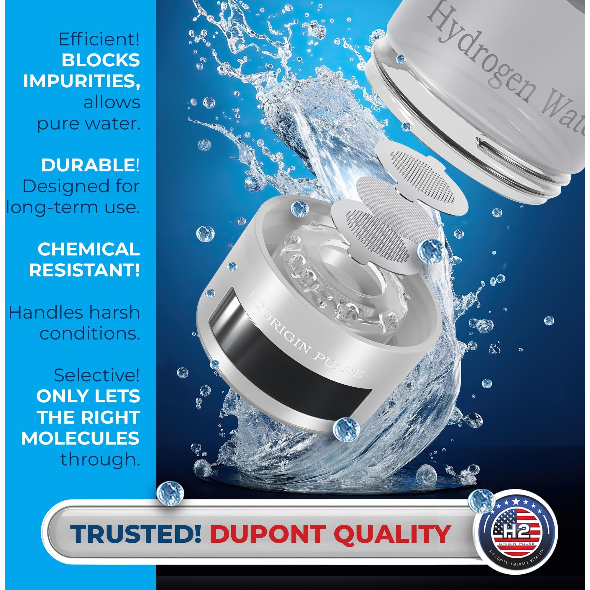 H2Origin Pulse Hydrogen Water Bottle Generator  Up To 9000 Ppb Hydrogen Bottle Water Ionizer With Spe/Pem Technology  3-In-1 Portable Universal Adapter And Refreshing Mist Spray For Home Hydration