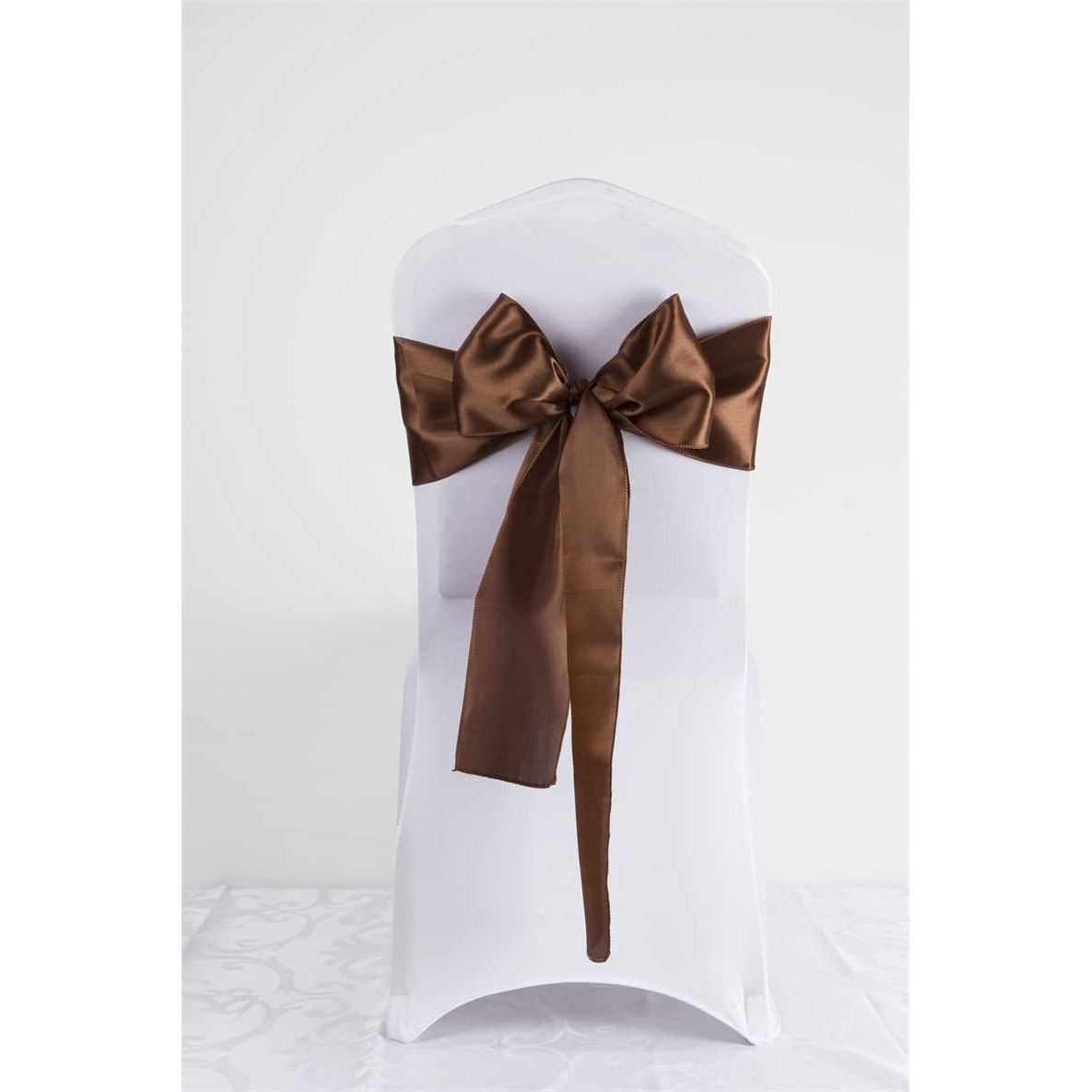 Yycraft 4 Inch Wide Satin Ribbon Satin Fabric Spool For Grand Opening Cutting Ceremony Wedding Birthday Party Decoration Gift Craft (22 Yards Brown)