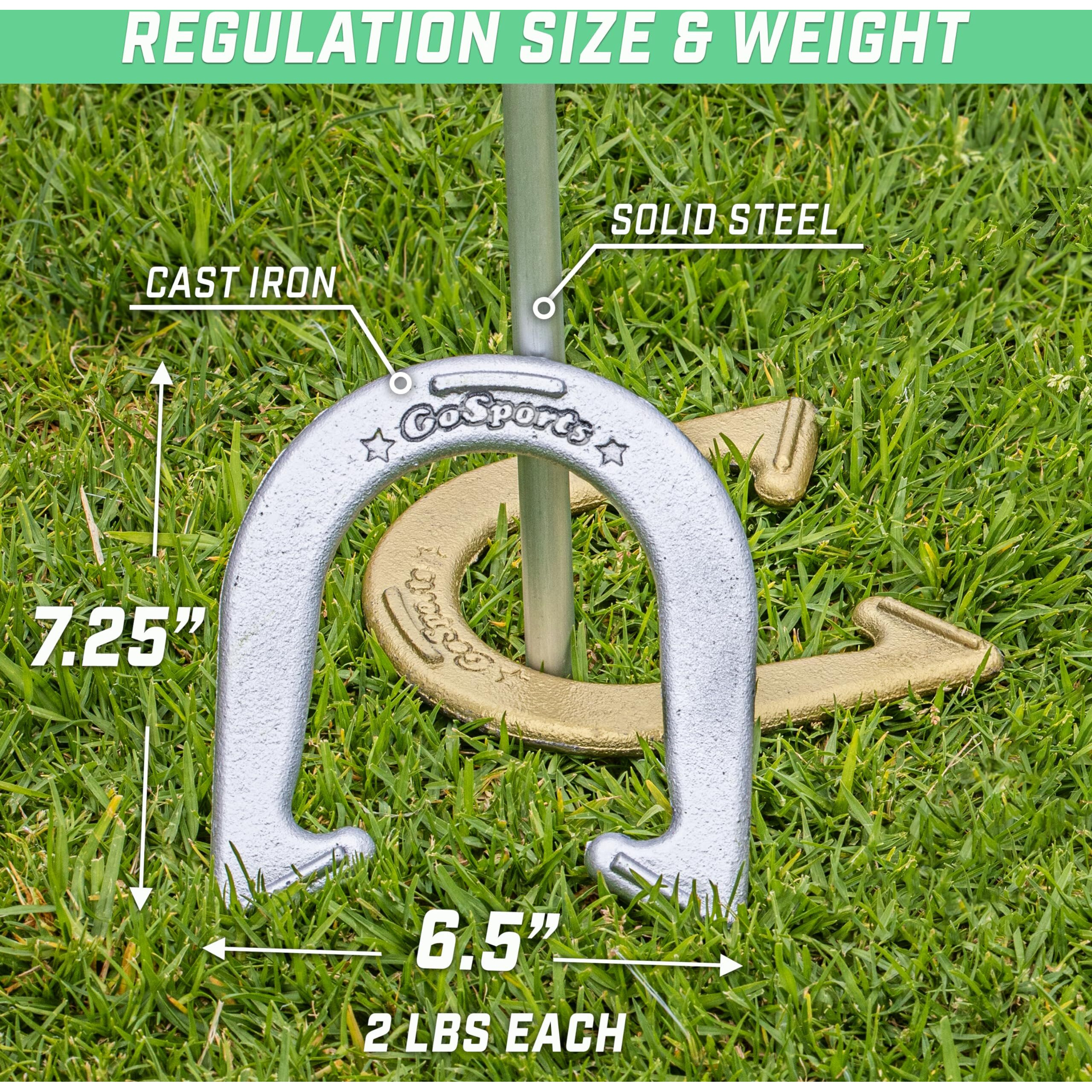 Gosports Steel Horseshoes Outdoor Game Set - Official Size And Weight - Gold & Silver