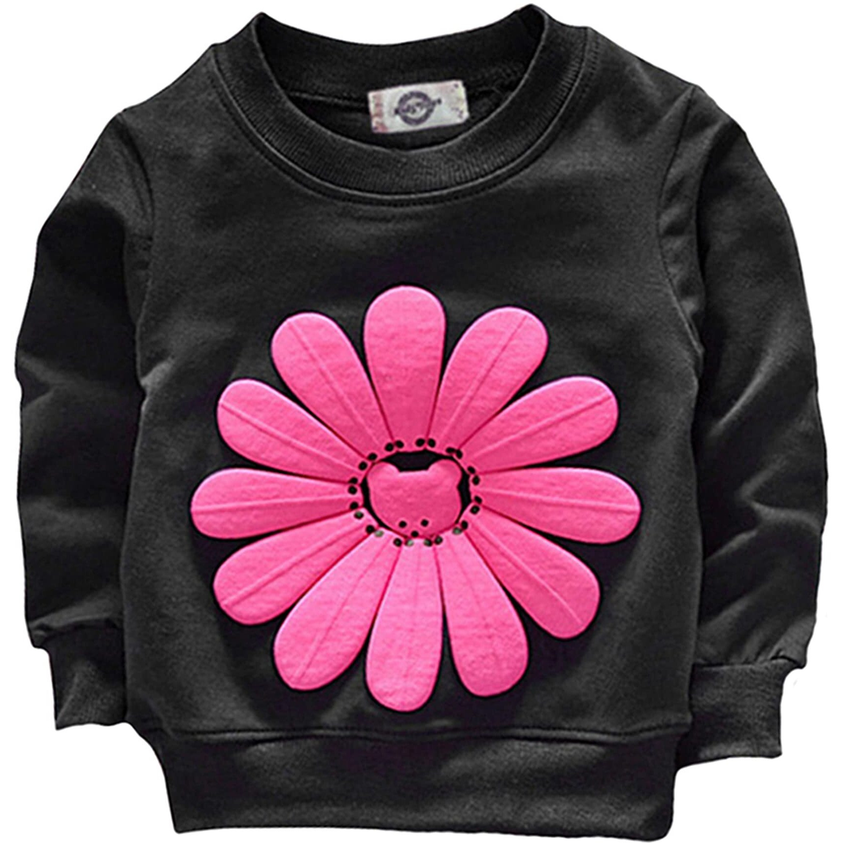 Toddler Baby Girls Sunflower Clothes Set Long Sleeve Top And Pants 2Pcs Outfits Fall Clothes (Black Age 2T)