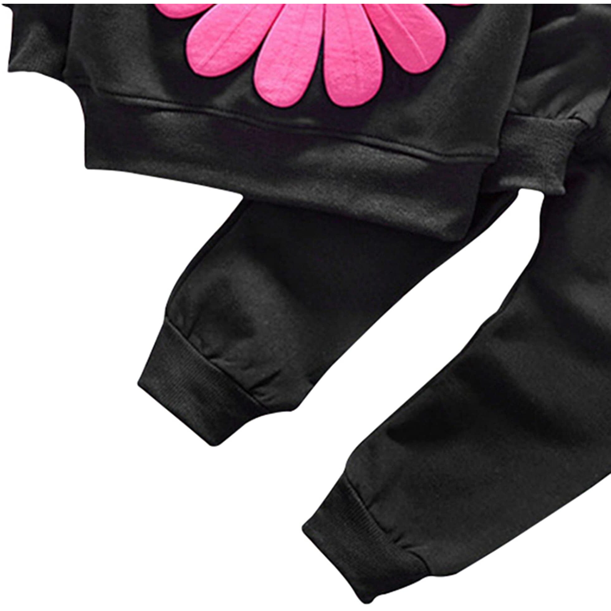 Toddler Baby Girls Sunflower Clothes Set Long Sleeve Top And Pants 2Pcs Outfits Fall Clothes (Black Age 2T)