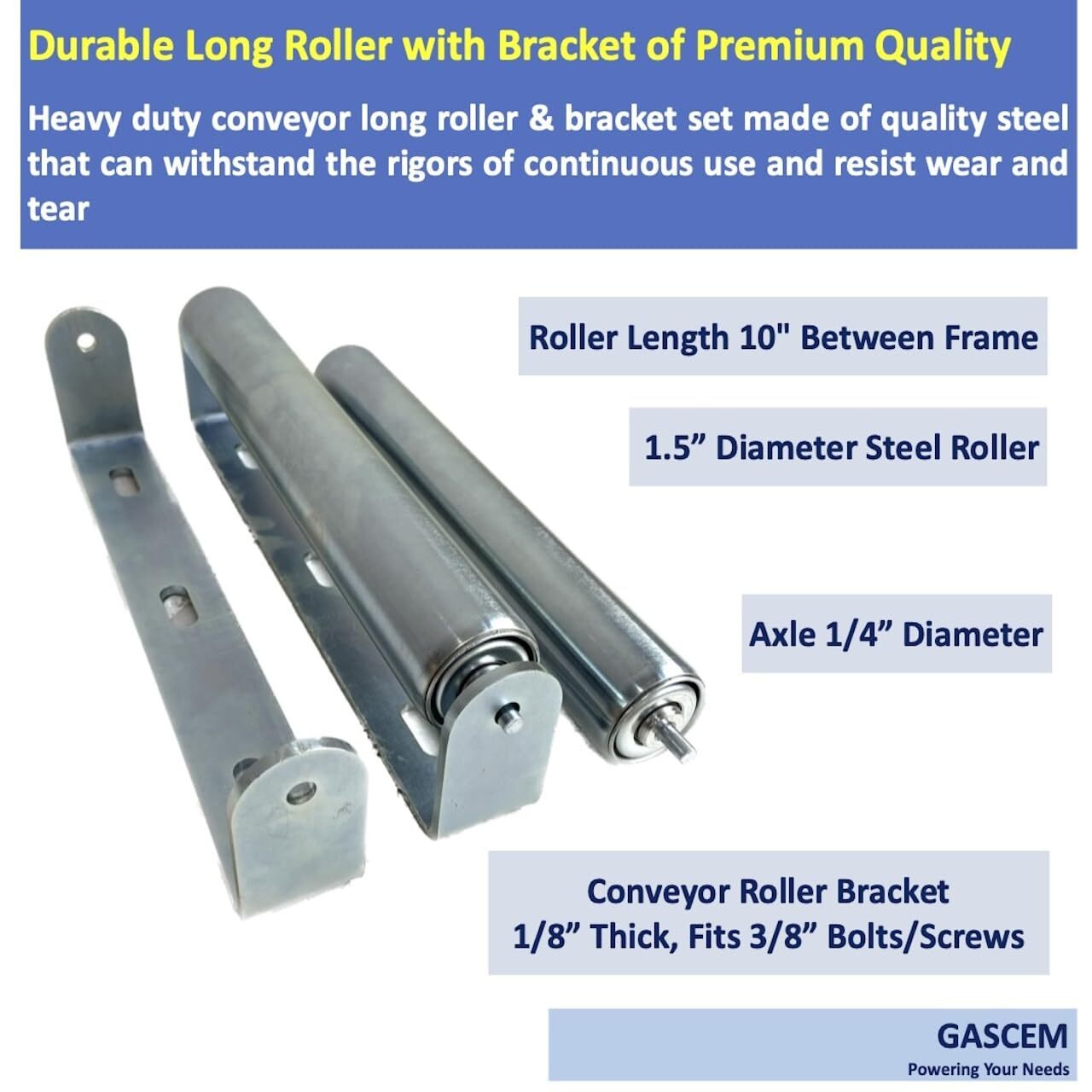 Pack Of 2 10"&quotBf Long Roller And Bracket L 1.5"" Galvanized Steel Conveyor Roller I Set Of Roller And Bracket Versatile As Support Rollers For Woodworking  Roller Stand Or Bike Rollers Conveyor Rollers