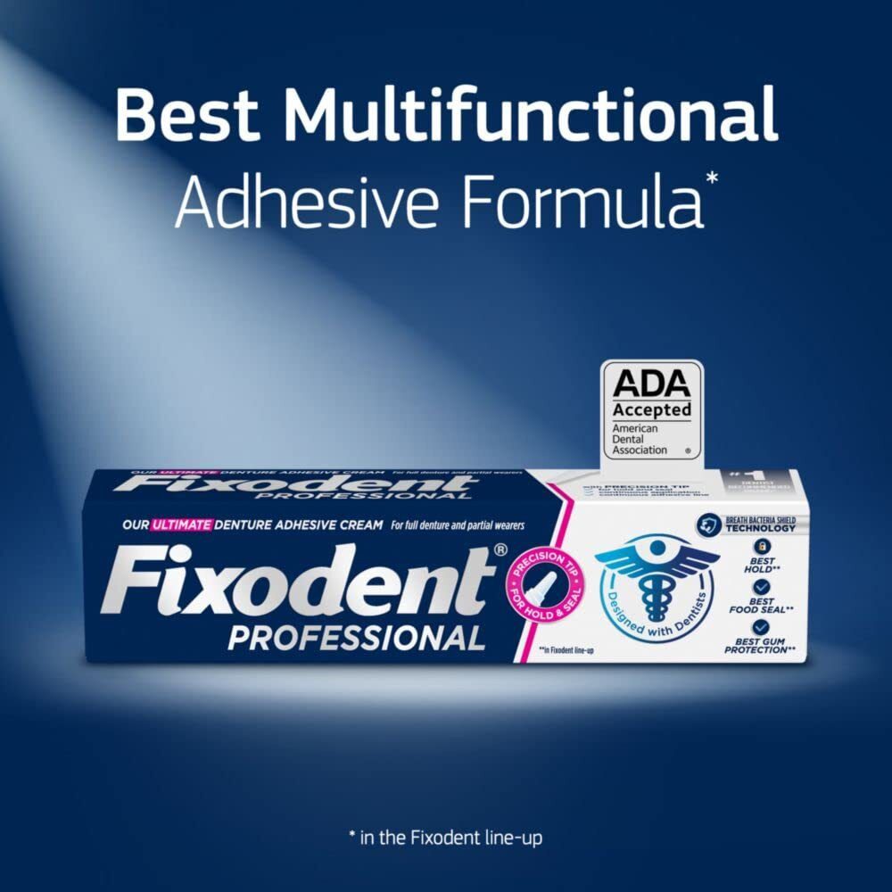 Fixodent Professional Ultimate Denture Adhesive Cream For Full And Partial Dentures  1.8 Oz  4 Pack