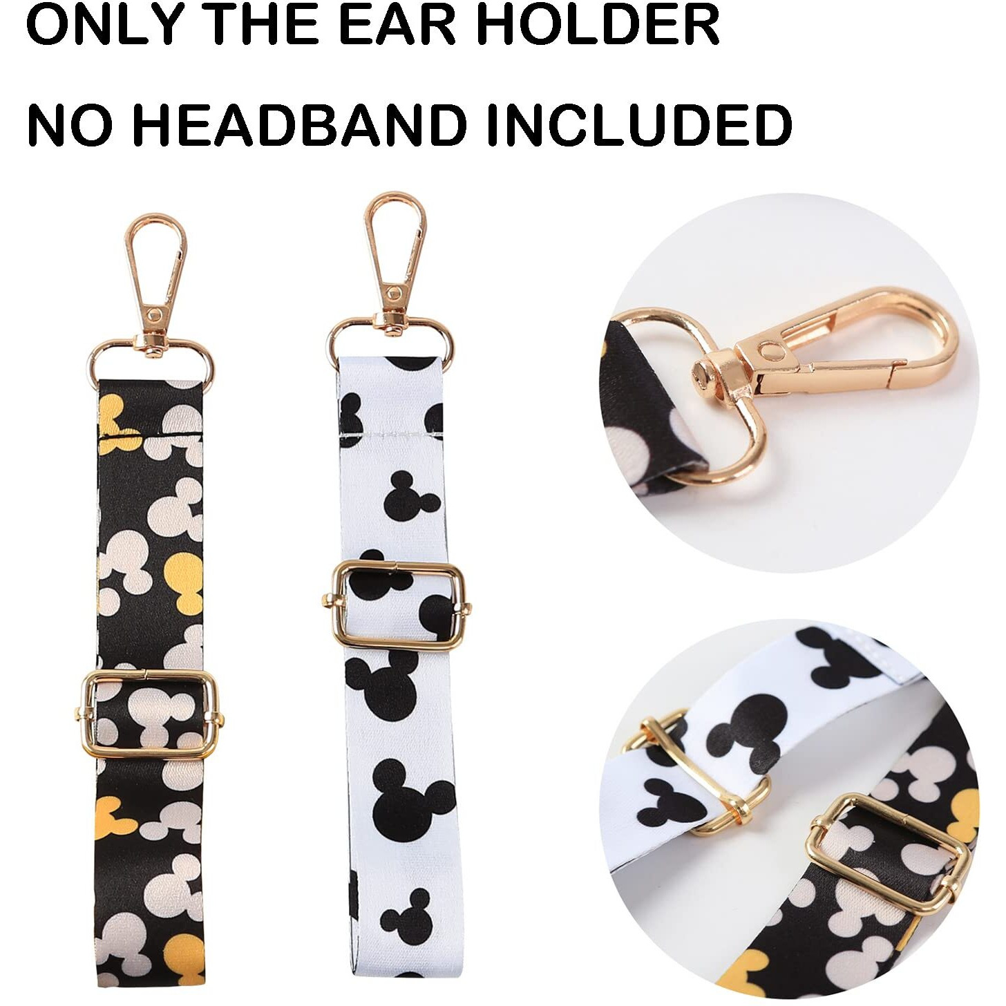 2Pcs Mouse Ear Holder For Backpack Bag Headband Holder Lanyard Strap Keychain Trip Accessories Hanging Display Decor Organizer Short