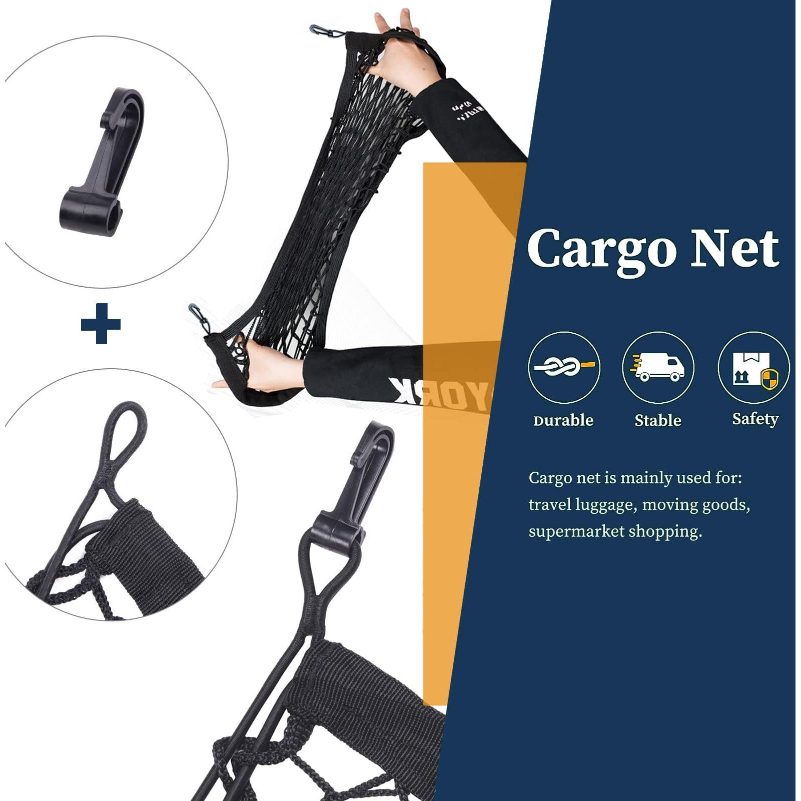 Envelope Style Trunk Cargo Net Compatible With Jeep Grand Cherokee New 2025 2024 2023 2022  Grand Cherokee L 2025 2024 2023 2022 (Both 5 And 7 Seats) Suv Nylon Car Rear Mesh Tailgate Netting