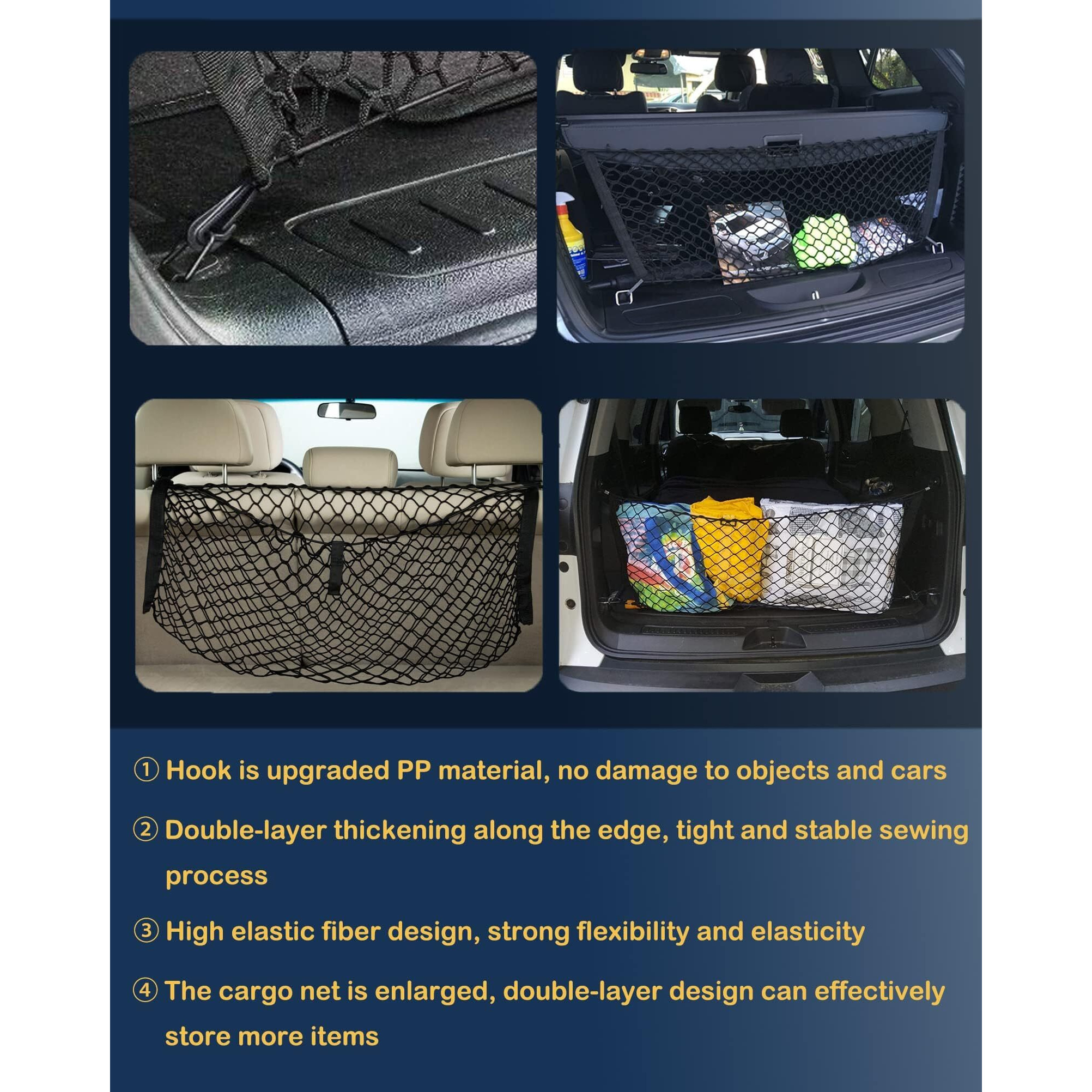 Envelope Style Trunk Cargo Net Compatible With Jeep Grand Cherokee New 2025 2024 2023 2022  Grand Cherokee L 2025 2024 2023 2022 (Both 5 And 7 Seats) Suv Nylon Car Rear Mesh Tailgate Netting