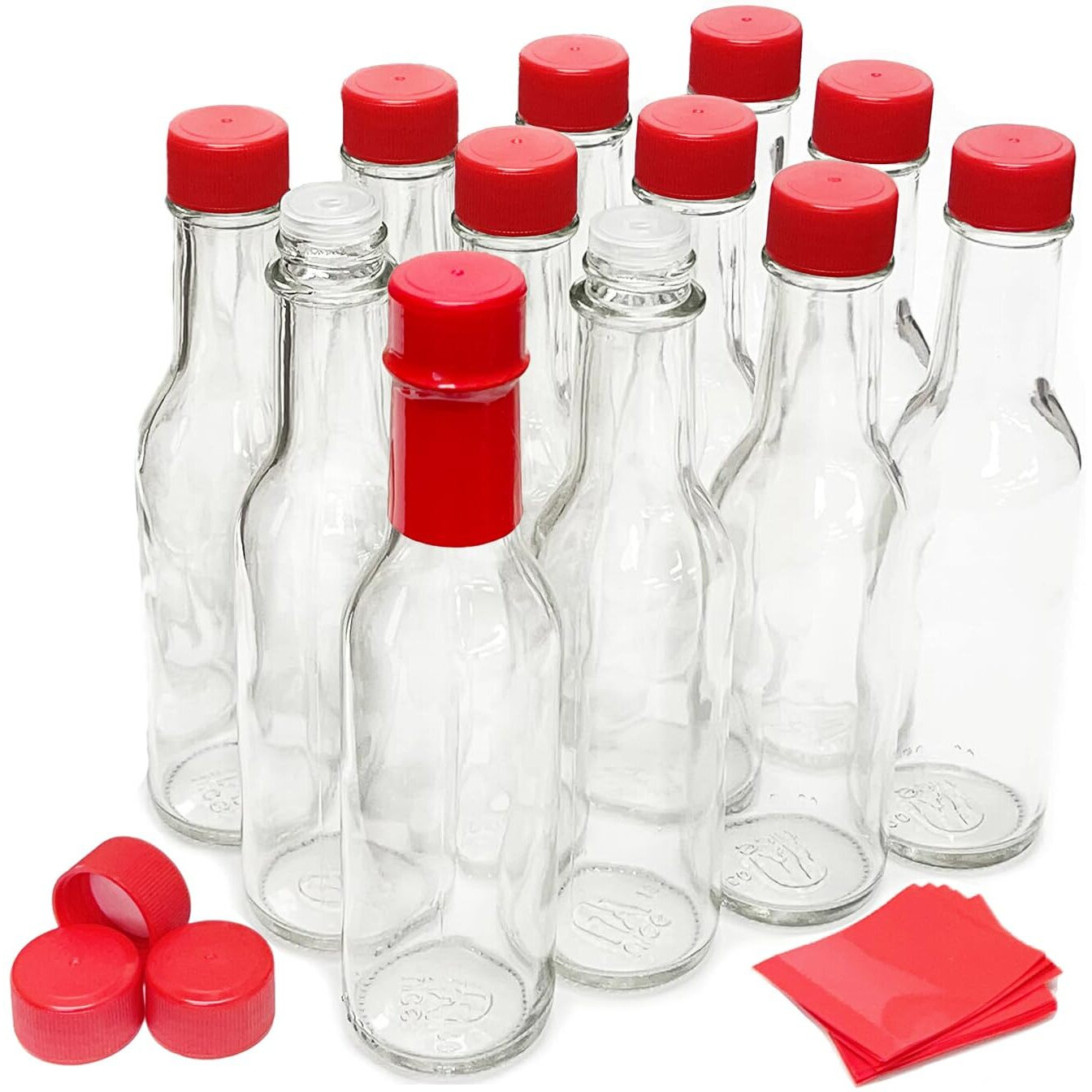 Nicebottles Hot Sauce Bottles With Red Caps & Shrink Bands  5 Oz - Case Of 12