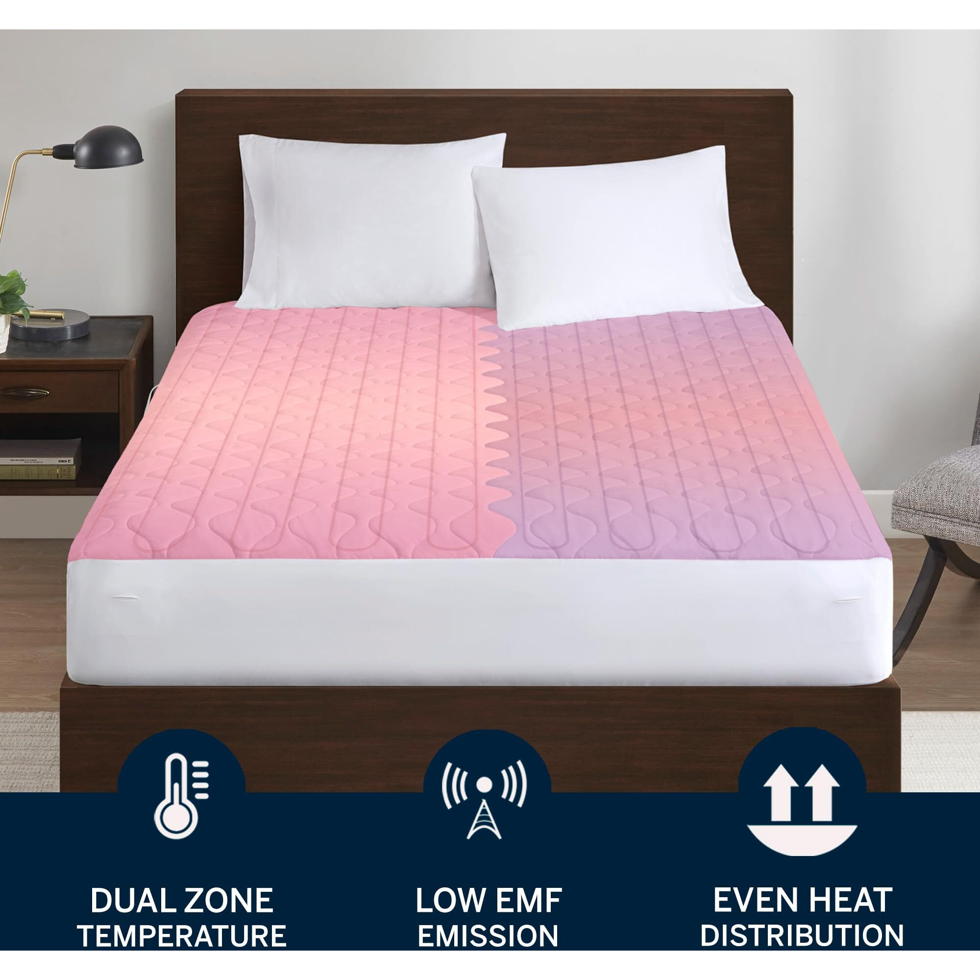 Serta Heated Mattress Pad King Size - Electric Mattress Pad  10 Heat Setting Controller  Auto Shut Off Timer  Deep Elastic Pocket  Up To 17"" Mattress  Etl Certified  Machine Wash  King  White