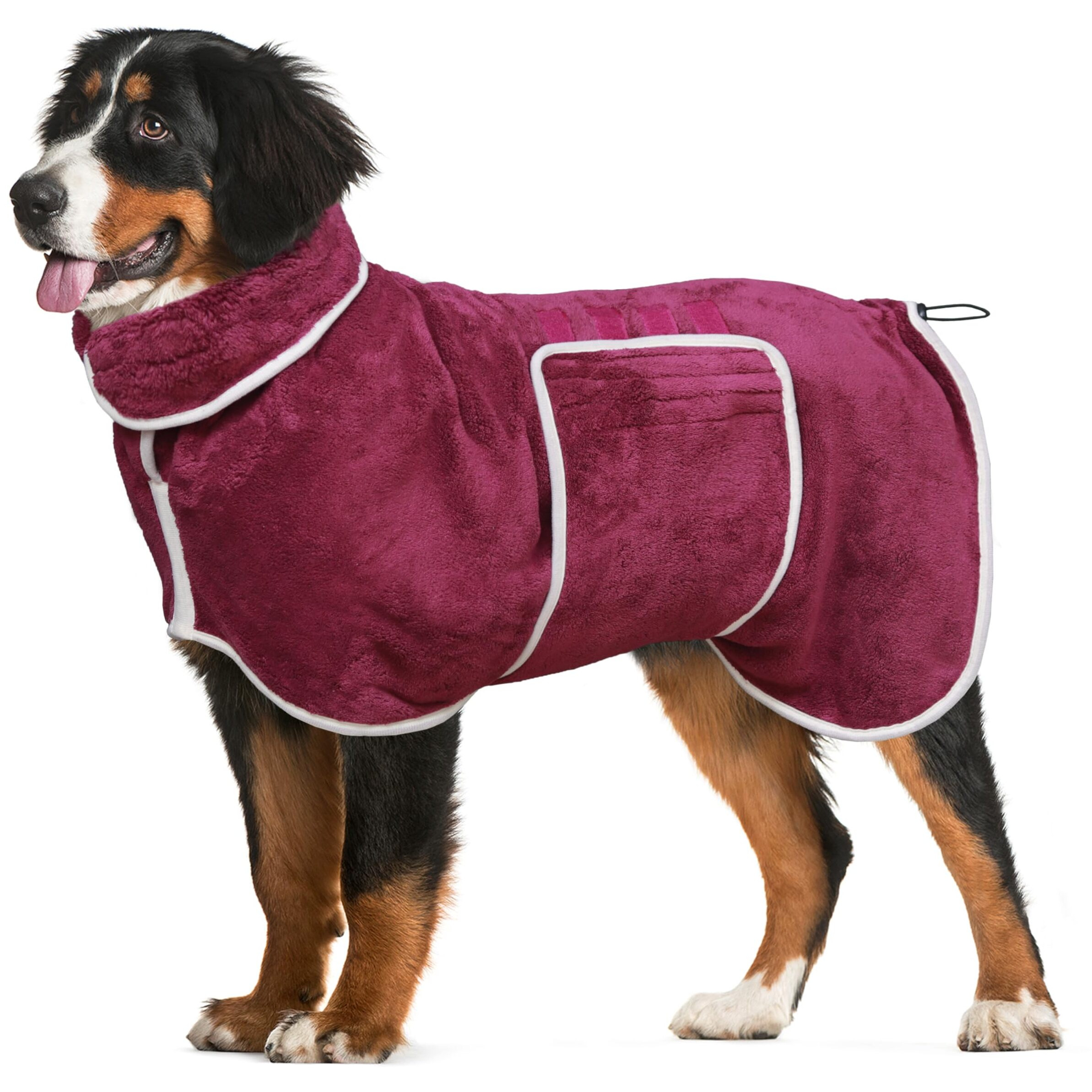 Dog Bathrobe Towel Dog Drying Coat - Super Absorbent Bath Robe For Drying Dogs Large  Soft Adjustable Collar & Belly Strap Fast Drying Coat Pet Dog Cat Bath Robe Towel (Purple  3X-Large)