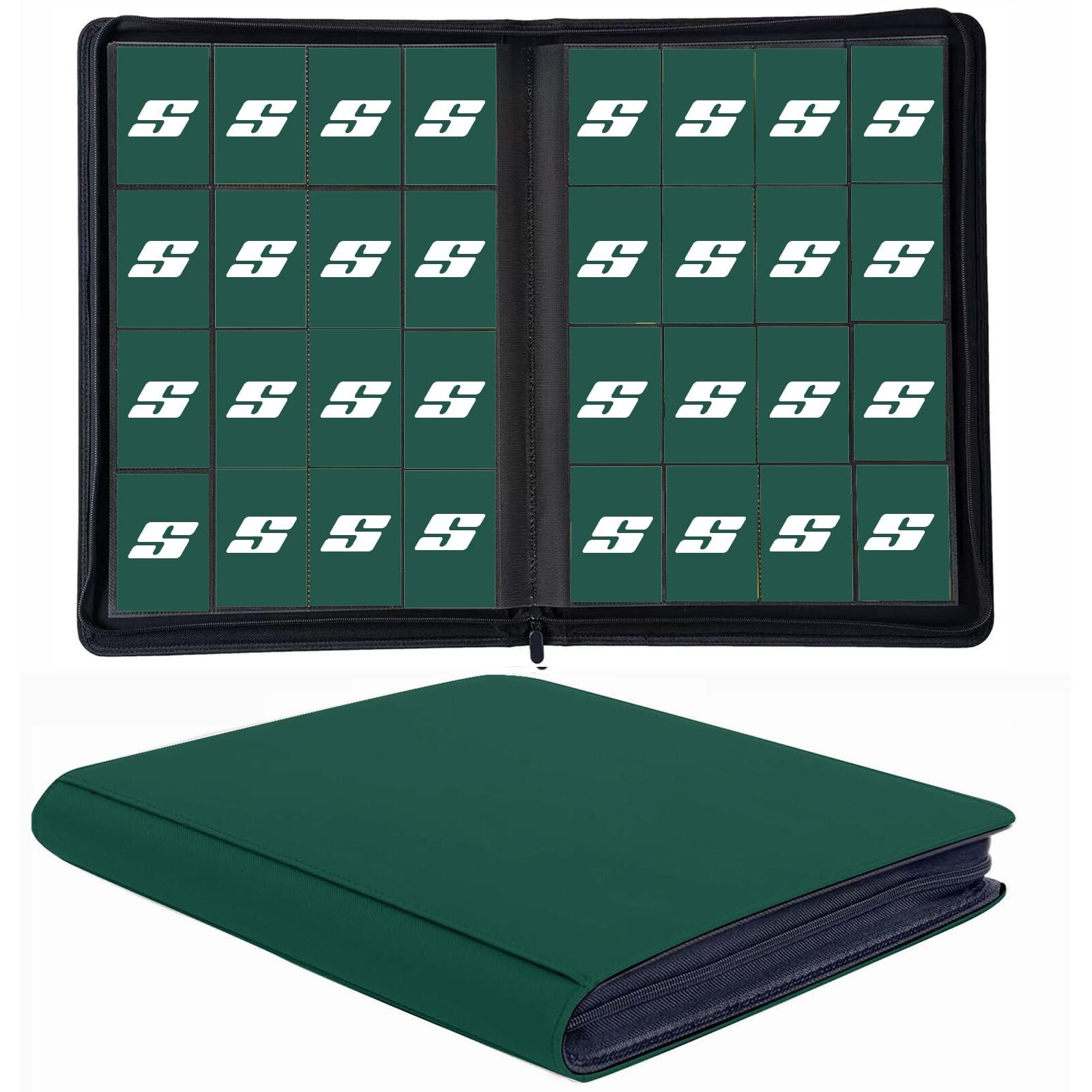 1000+ Pockets Trading Card Binder  16 Pocket Ringless Side Loading Card Holder Album  Trading Card Album Fit For Yugioh  Mtg  Tcg  Game Cards  Sports Cards  Business Cards (Green)