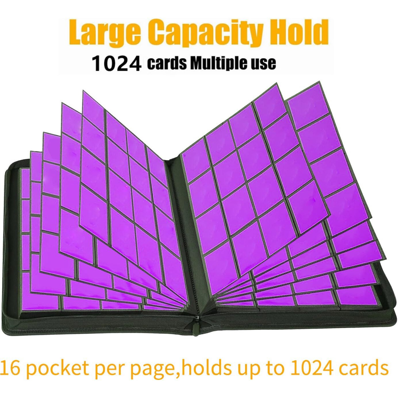 1000+ Pockets Trading Card Binder  16 Pocket Ringless Side Loading Card Holder Album  Trading Card Album Fit For Yugioh  Mtg  Tcg  Game Cards  Sports Cards  Business Cards (Green)