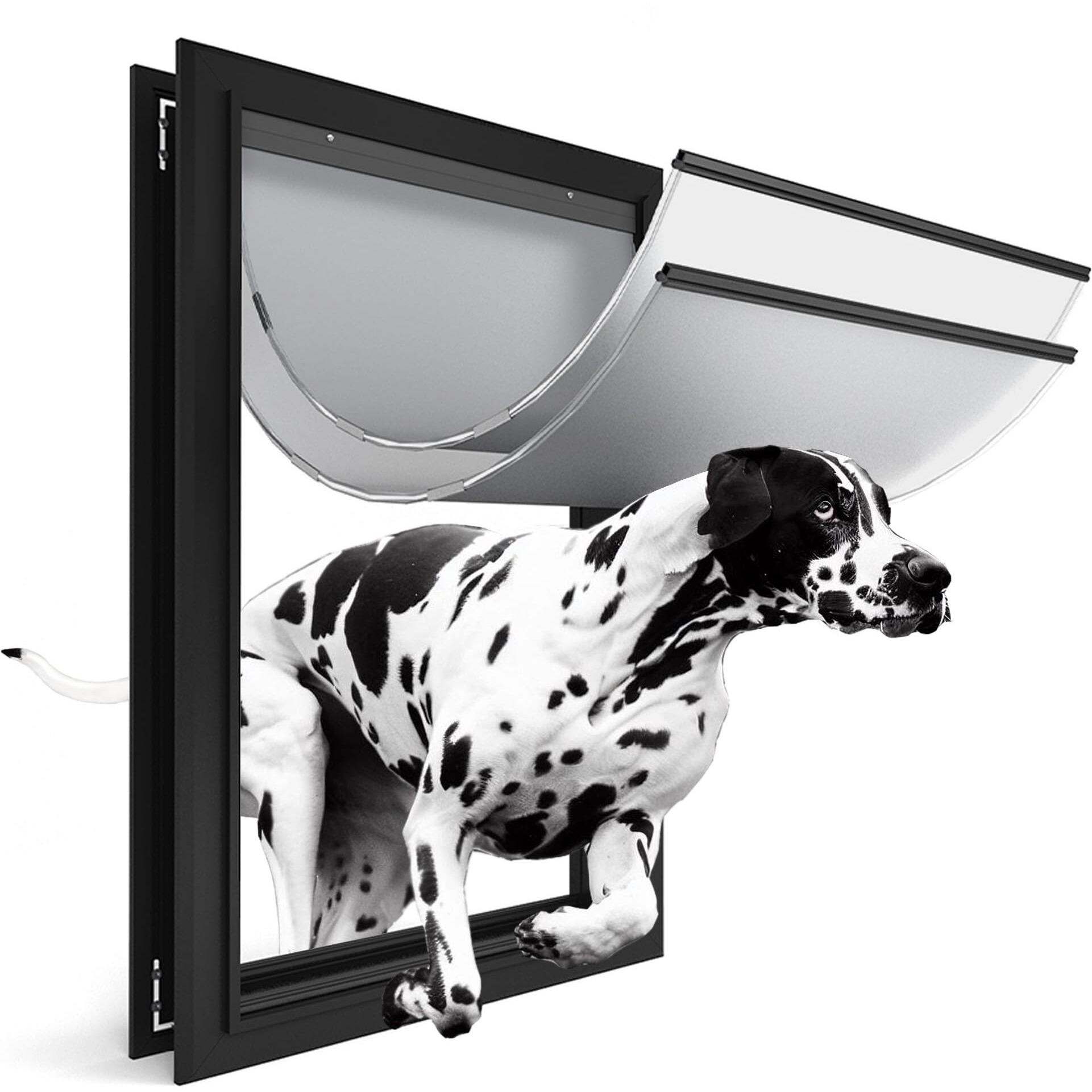 Extra Large Dog Door For Exterior Doors  Heavy Duty Aluminum Doggy Door For Extreme Weather  Cutout Size 14 1/2 ' 'W X 25 1/8 ' 'H  Giant Dog Door Up To 220 Lbs  Lockable  Black