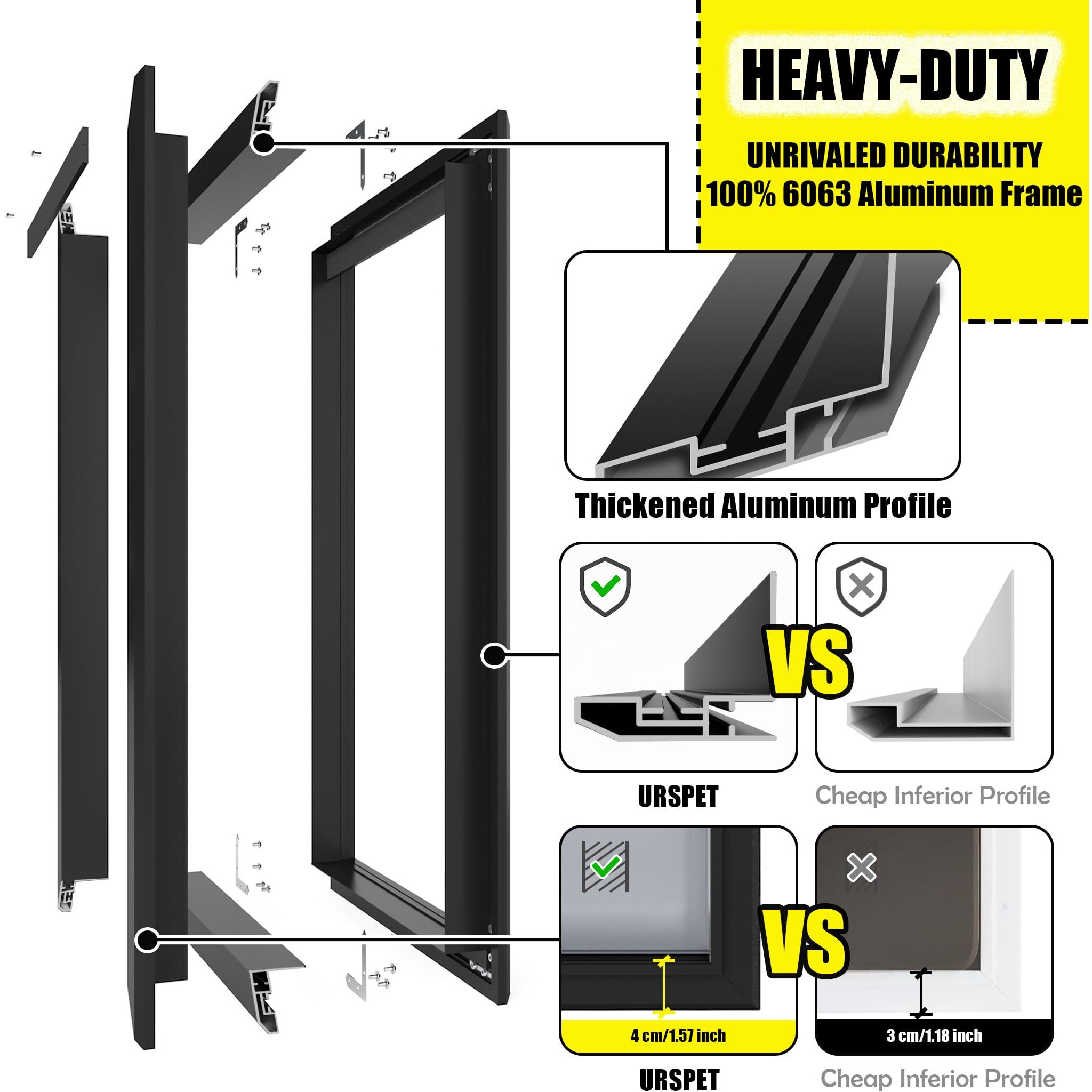 Extra Large Dog Door For Exterior Doors  Heavy Duty Aluminum Doggy Door For Extreme Weather  Cutout Size 14 1/2 ' 'W X 25 1/8 ' 'H  Giant Dog Door Up To 220 Lbs  Lockable  Black