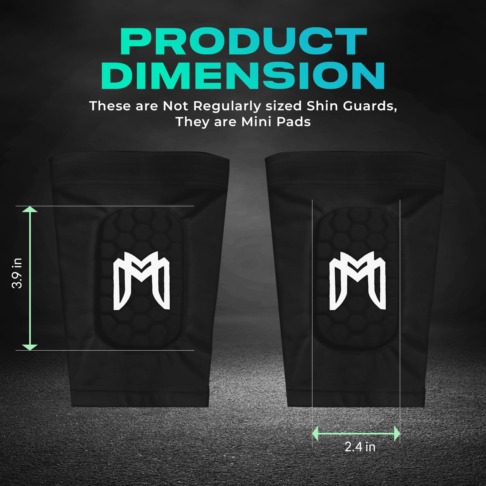 Medicaptain Mini Shin Guards Soccer - Built In Mini Shin Pad Sleeves For Men  Women  Teens - Small Shin Guards - Lightweight  Breathable  Shin Defender Leg Protection (Black  Mini (3.9 X 2.4 In))