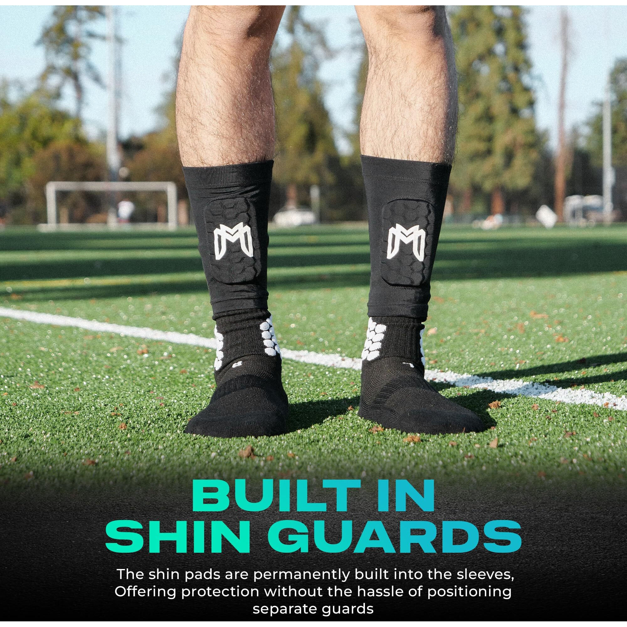 Medicaptain Mini Shin Guards Soccer - Built In Mini Shin Pad Sleeves For Men  Women  Teens - Small Shin Guards - Lightweight  Breathable  Shin Defender Leg Protection (Black  Mini (3.9 X 2.4 In))