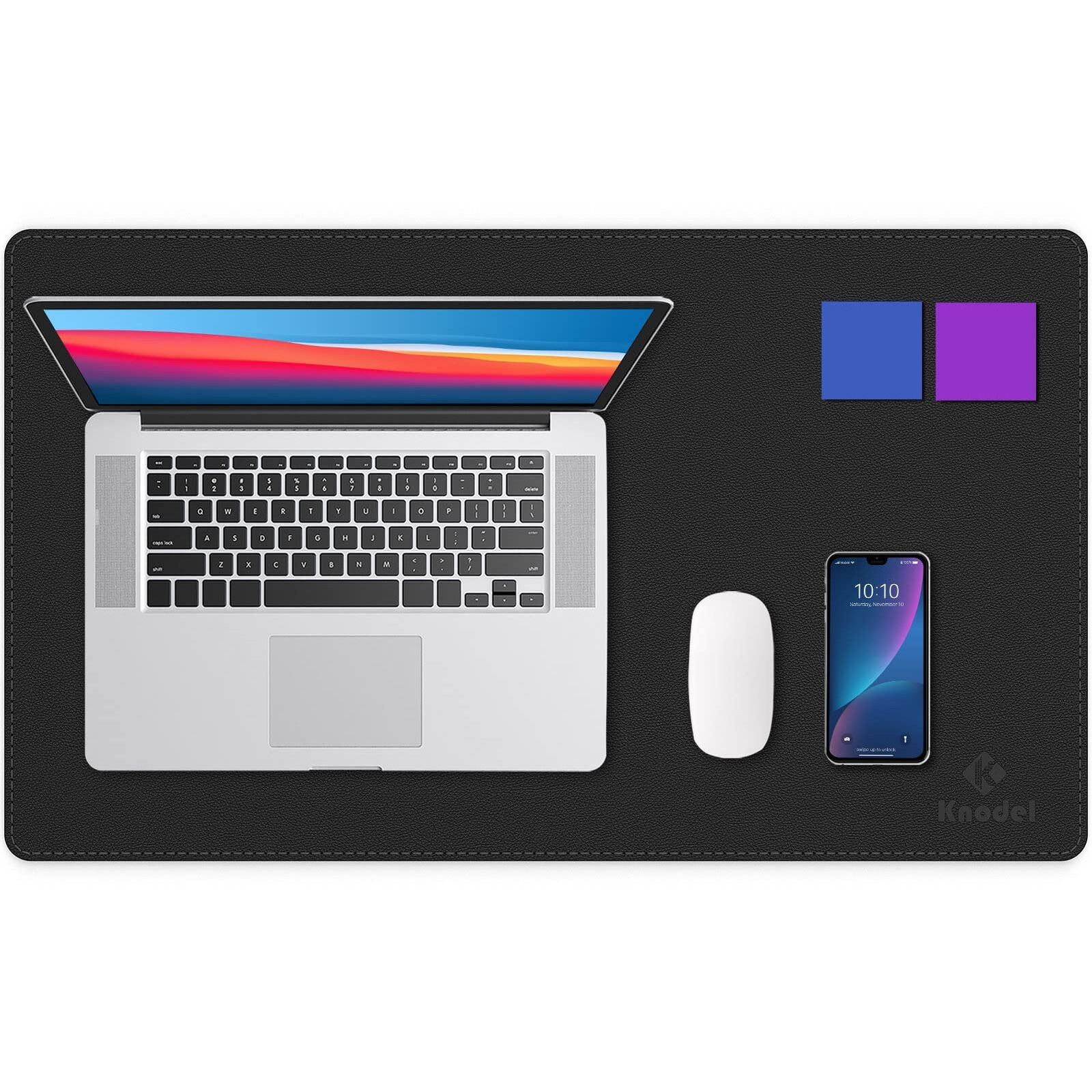 K Knodel Desk Mat  Blotter  Dual-Sided Office Desk Pad  Waterproof Desk Mat For Desktop  Desk Blotters  Pvc Leather Pad Protector (Black  23.6"" X 13.8"")