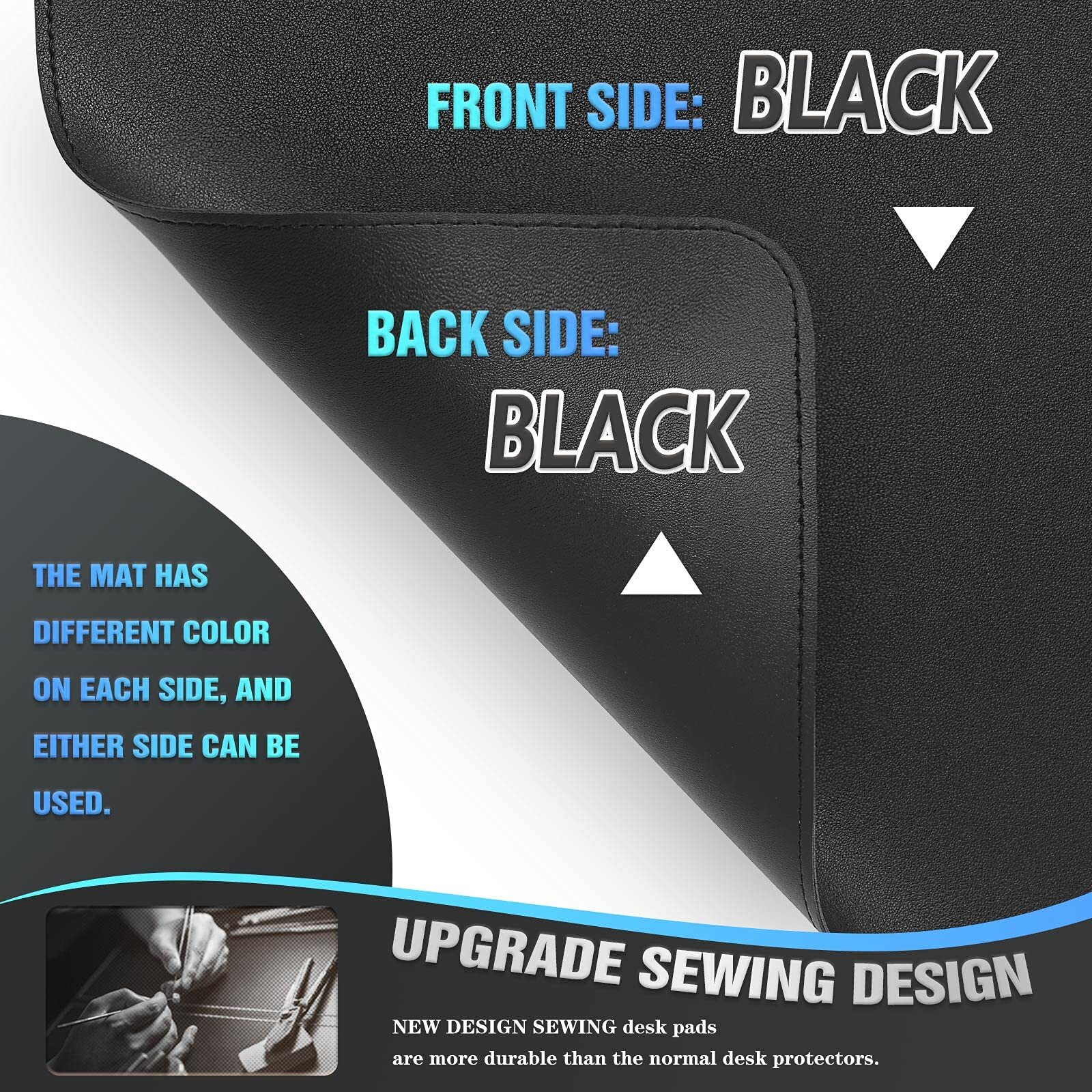 K Knodel Desk Mat  Blotter  Dual-Sided Office Desk Pad  Waterproof Desk Mat For Desktop  Desk Blotters  Pvc Leather Pad Protector (Black  23.6"" X 13.8"")