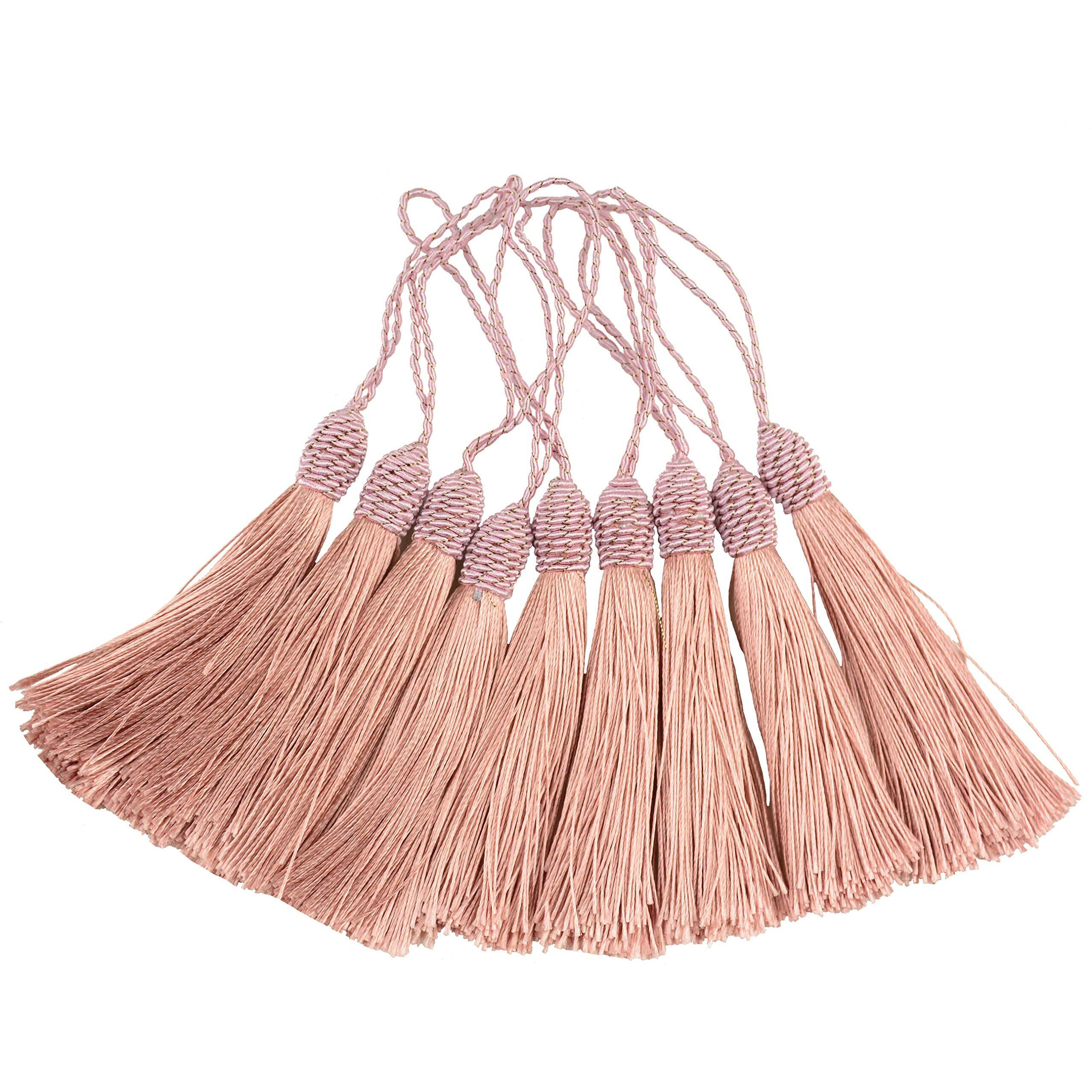 Makhry 20Pcs 15.5Cm/6 Inch Silky Floss Bookmark Tassels With 2-Inch Cord Loop And Small Chinese Knot For Jewelry Making  Souvenir  Bookmarks  Diy Craft Accessory (Peach Pink)