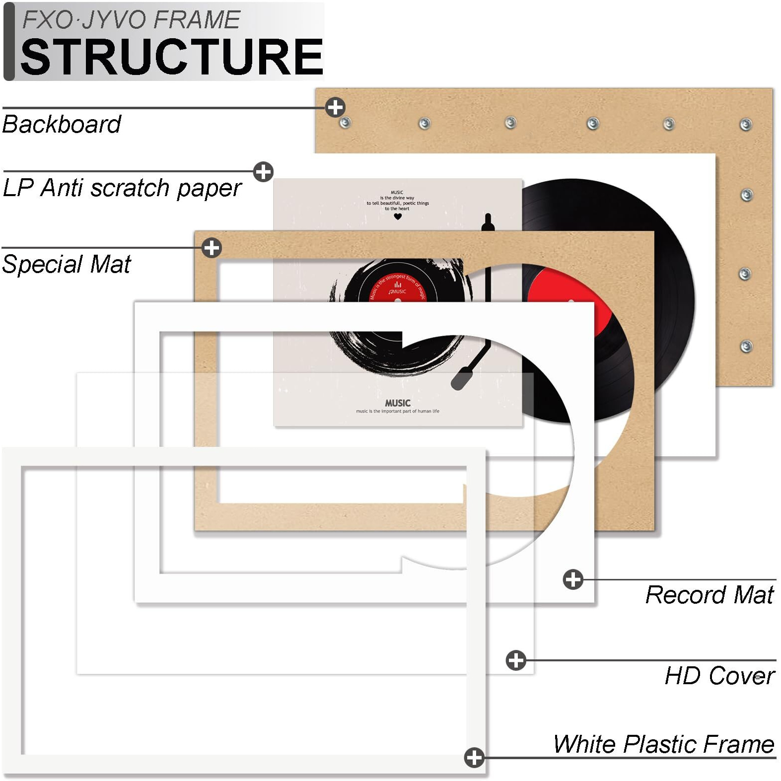 Fxojyvo Vinyl Record Frame For The Wall Display Album Cover  White 16X24 Frame For Any 12 Inch Lp Record With Cover - 2 Packs/White