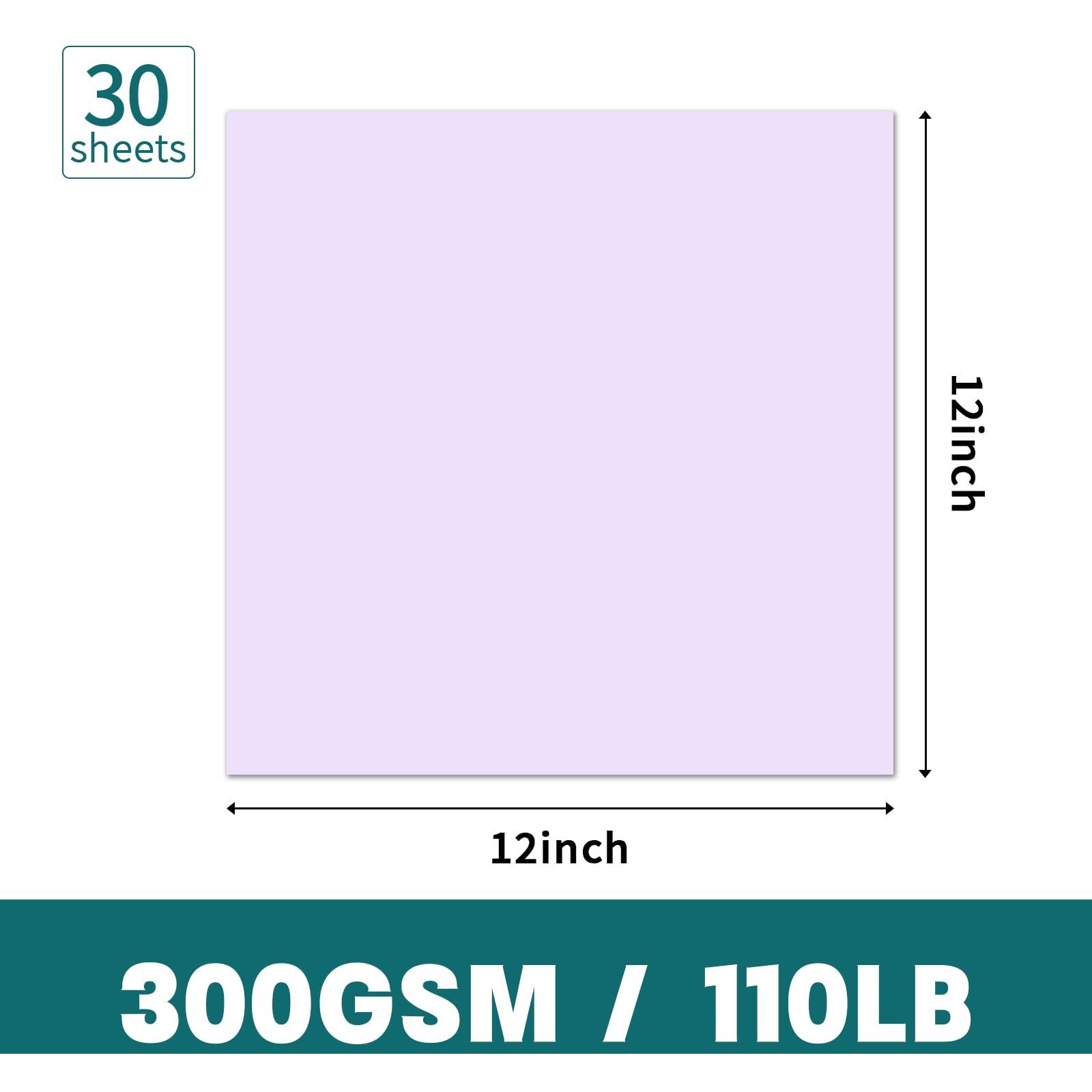 Yinuoyoujia Cardstock 12 X 12"" Thick Paper  300Gsm/110Lb Construction Paper 30 Sheets Purple Cardstock
