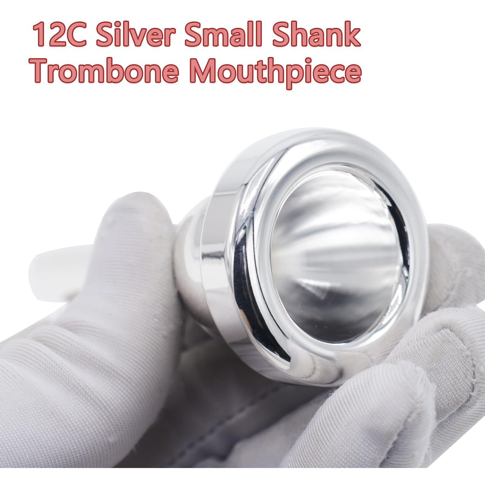 Cashbeat 12C Silver Small Shank Trombone Mouthpiece  Euphonium Mouthpiece For Superior Sound  Compatible With Baritone And Tenor Trombone  Brass Instrument Accessories