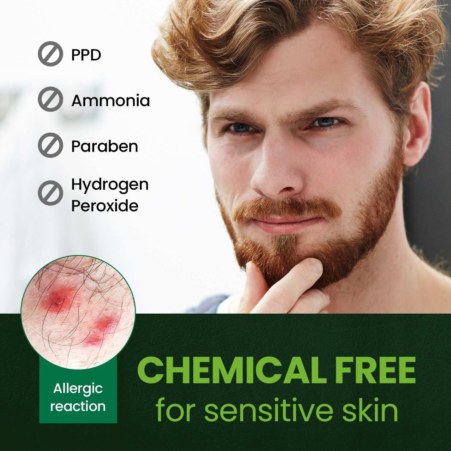 Herb For Men Mustache & Beard Dye (Deep Brown  1 Pack)  Ppd-Free Ammonia-Free  Vegan With Natural Ingredients  Odorless  Gentle For Sensitive Skin  No Skin Irritation