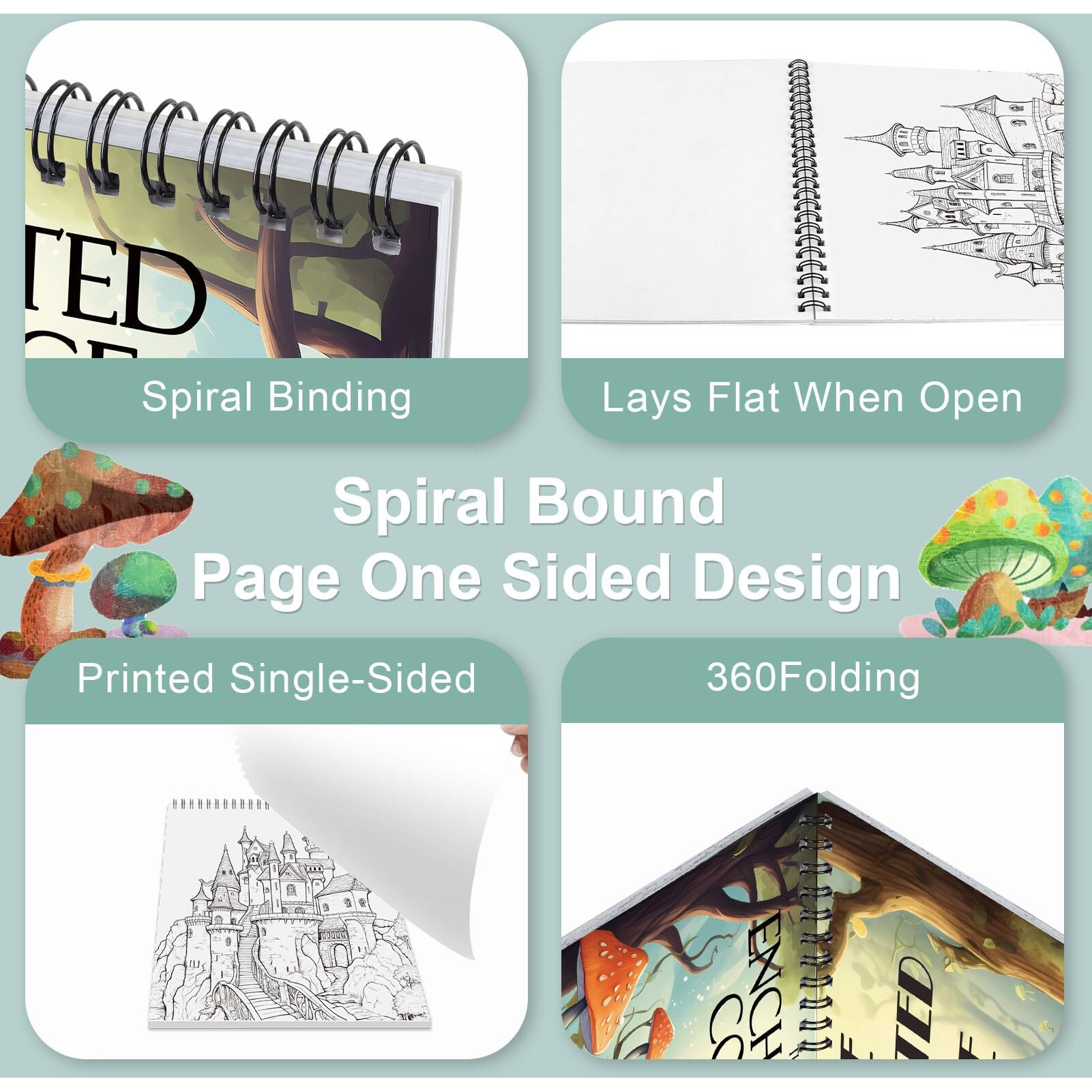 Coloring Book For Women Spiral Bound  Lay Flat While Coloring Adult Coloring Book One Sided Design Gift For Adult To Relax And Relieve Anxiety The Enchanted Cottage