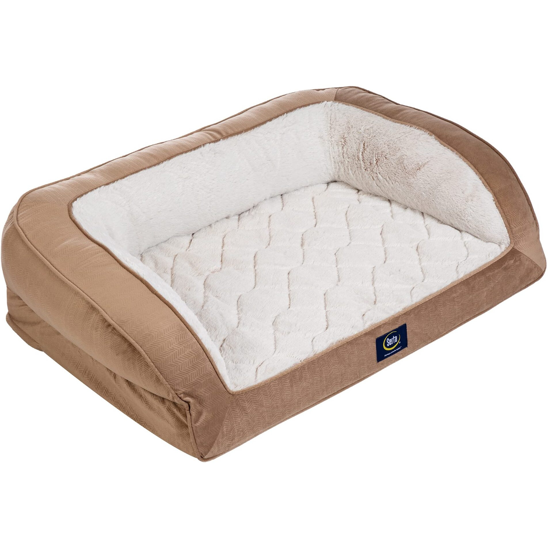 Serta Orthopedic Quilted Couch Dog Bed For Pets - Desert Sand (Large)