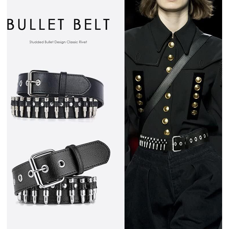 Snceaw Studded Belt  Metal Punk Rock Rivet Belt With Bright Pyramid Studded For Women Men (White  Fit Pant 31-36 Inch)