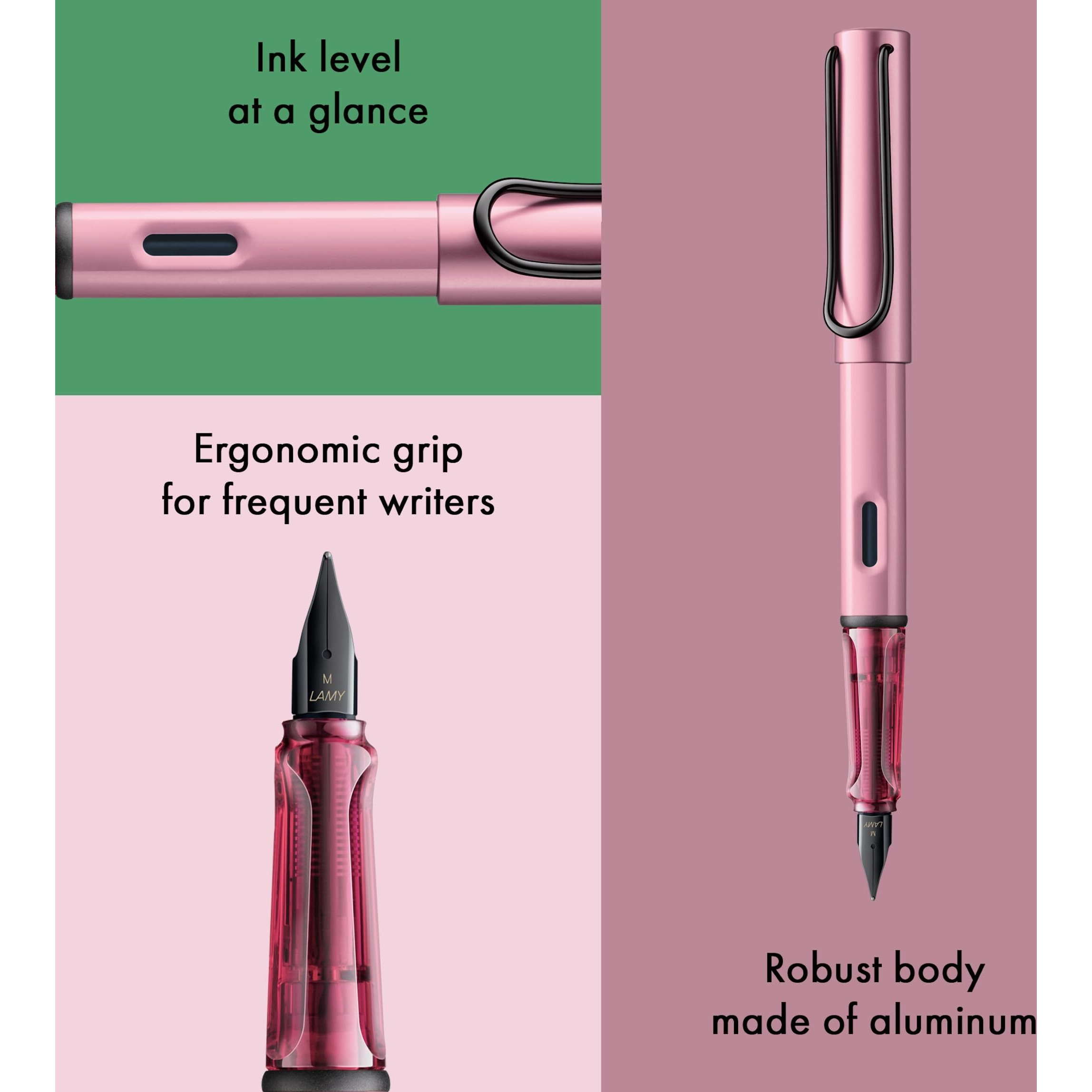 Lamy Al-Star Autumn Pink - Fountain Pen With Ergonomic Grip & Polished Steel Nib In Size F - Lightweight Aluminum Body - Including Lamy T 10 Blue Cartridge - Right-Handed