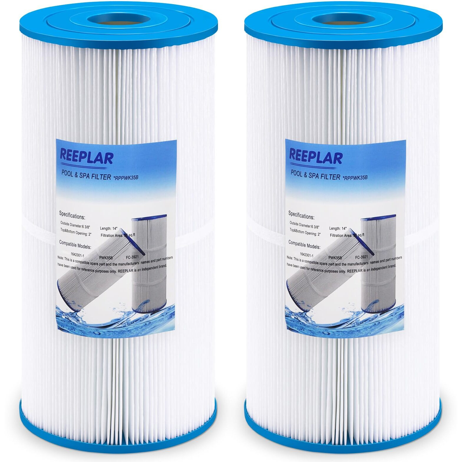 Reeplar Pwk35B Replaces Hot Springs Limelight Spa Filters  Compatible With Watkins 1642301-1  78161  78286  Filbur Fc-3921  Hot Spring Limelight Series Filter Cartridge 35 Sq.Ft - 2 Pack
