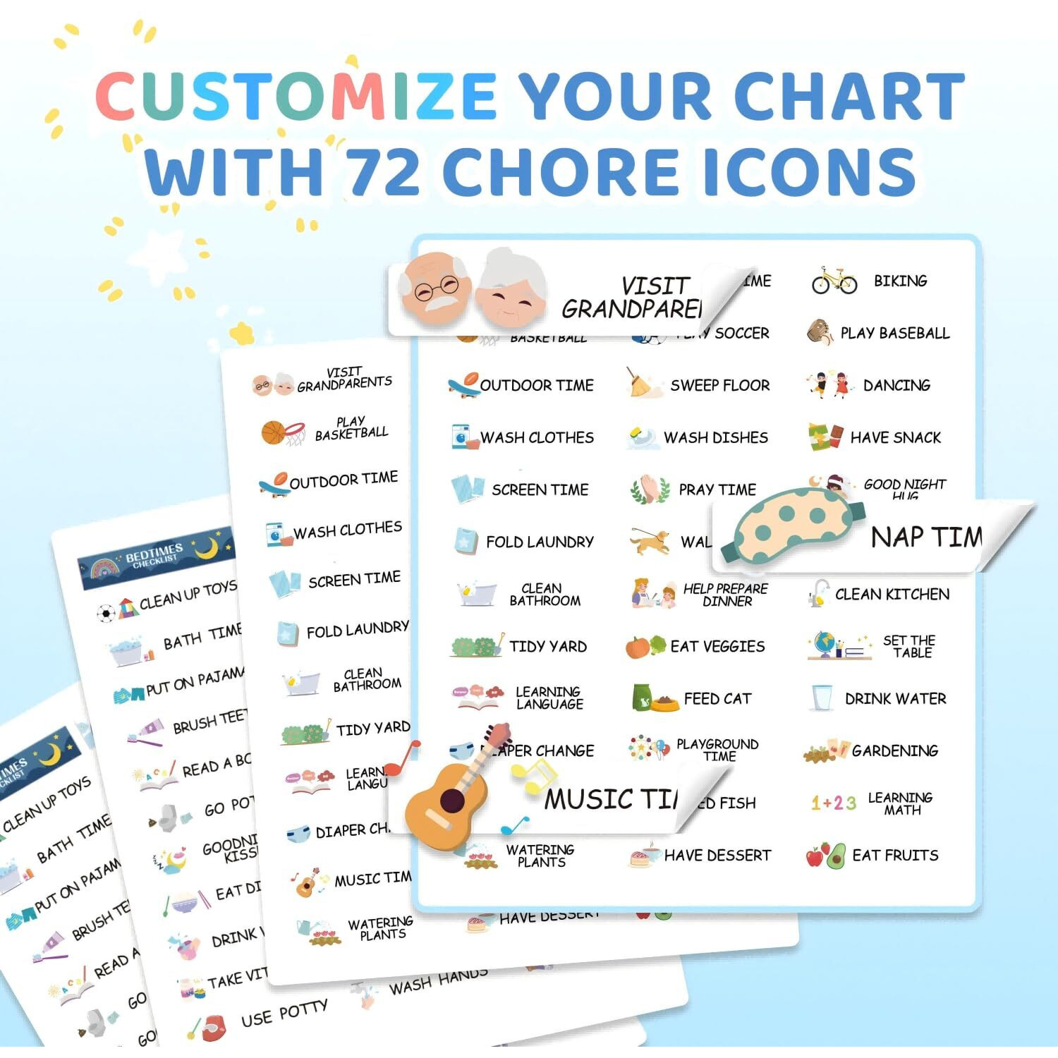 2 In 1 Namable Chore Chart For Kids  Dry Erase Morning/Bedtime Routine Chart For Kids For Refrigerator  Magnetic Visual Schedule For Kids Toddlers To Do List Checklist For Multiple Kids