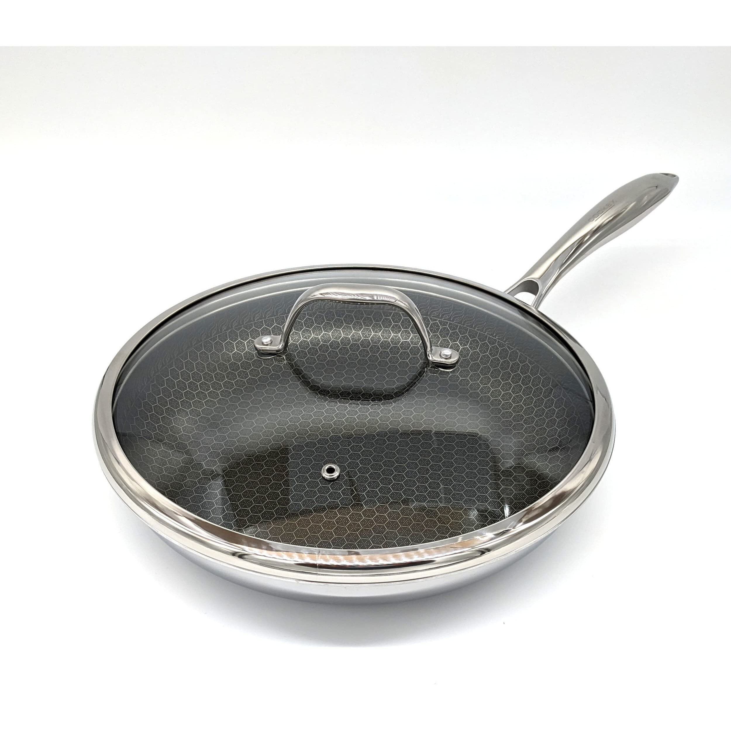 Cooksy 11 Inch Hexagon Surface Hybrid Stainless Steel Frying Pan With Lid