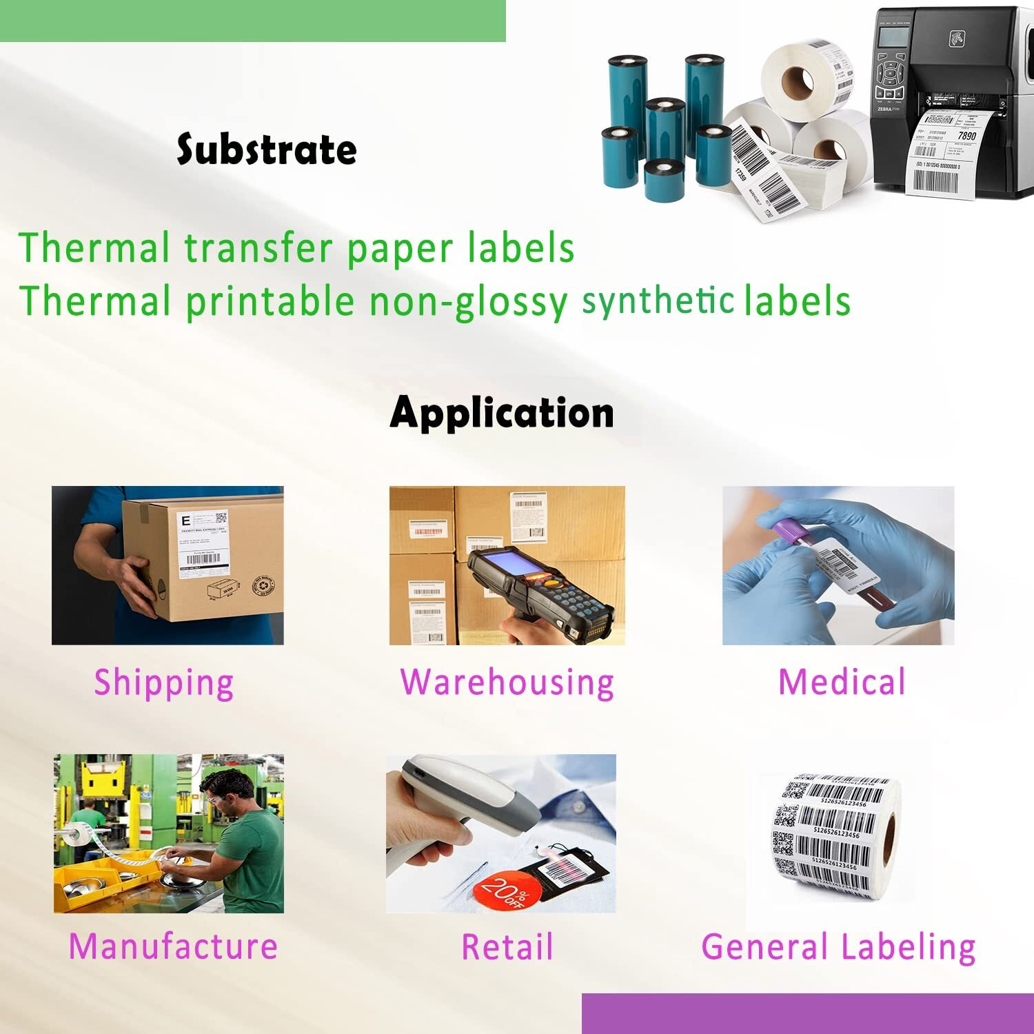 24 Rolls 4.33'' X 244' Premium Resin Enhanced Wax Ribbon  110Mm X 74M Black Thermal Transfer Ribbon  Desktop Barcode Thermal Label Printer Ribbons  1/2'' Core  For Zebra Gc  Gk  Gx  Zd & Eltron