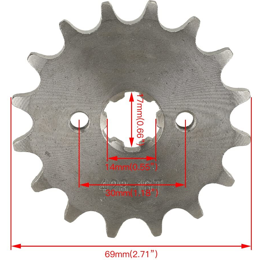 Hiaors 428 16T 17Mm Motorcycle Front Engine Sprocket For 50Cc 70Cc 110Cc 125Cc 140Cc 160Cc Taotao Roketa Coolster Sunl Lifan Chinese Atv Quad Dirt Bike