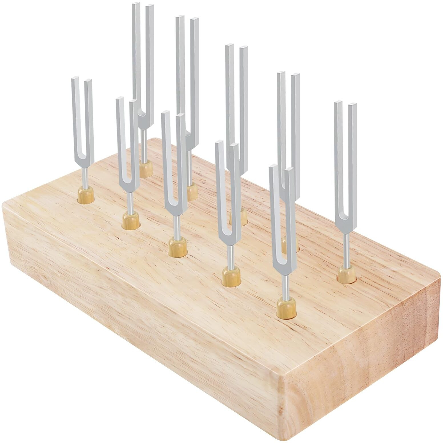 Wooden Tuning Fork Holder - Holds Up To 10 Tuning Forks For Convenient Storage