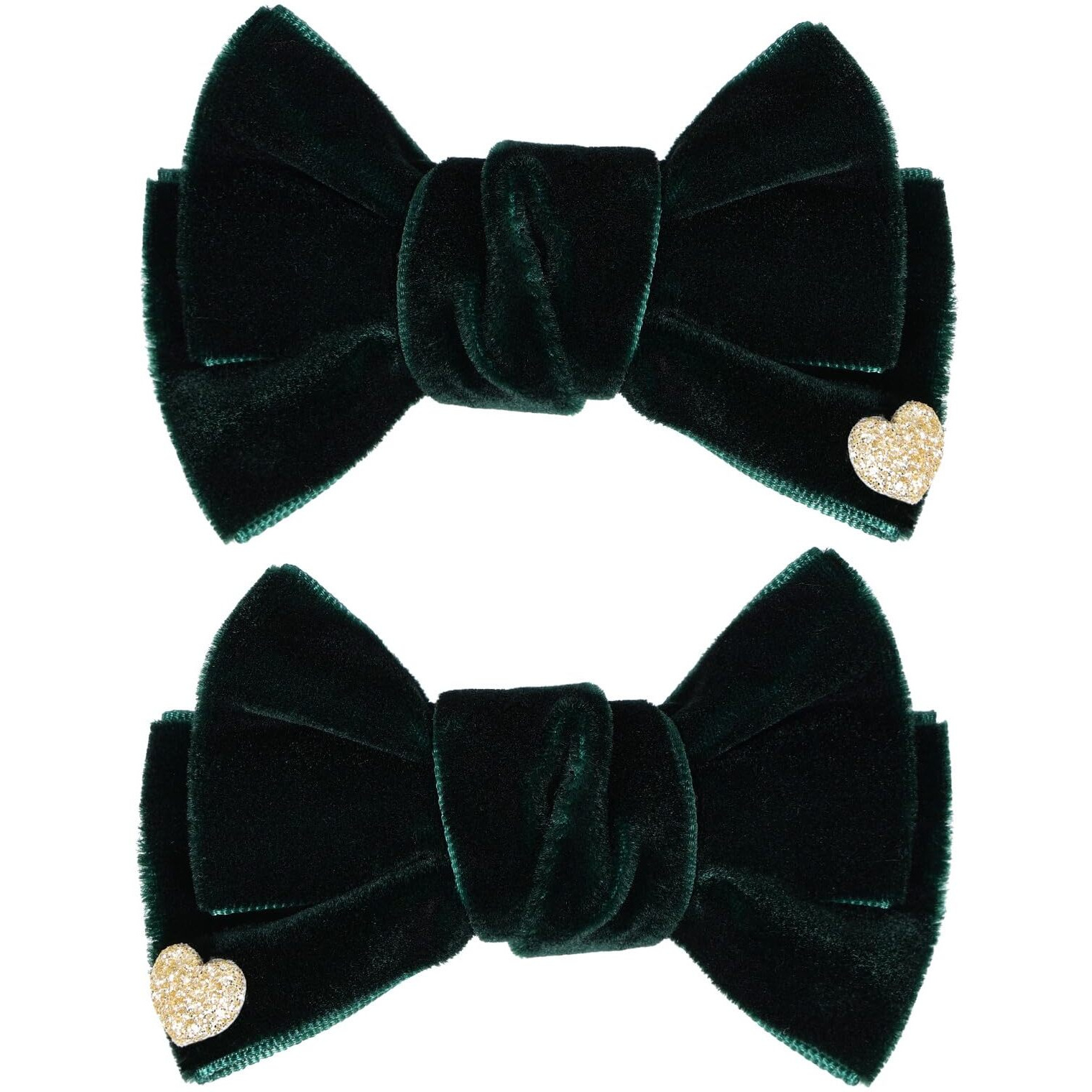 Handmade Hair Bows Cute Christmas Valentine School Hair Clips Green Velvet Hair Accessories For Kids Girls Infants Toddler Headdress