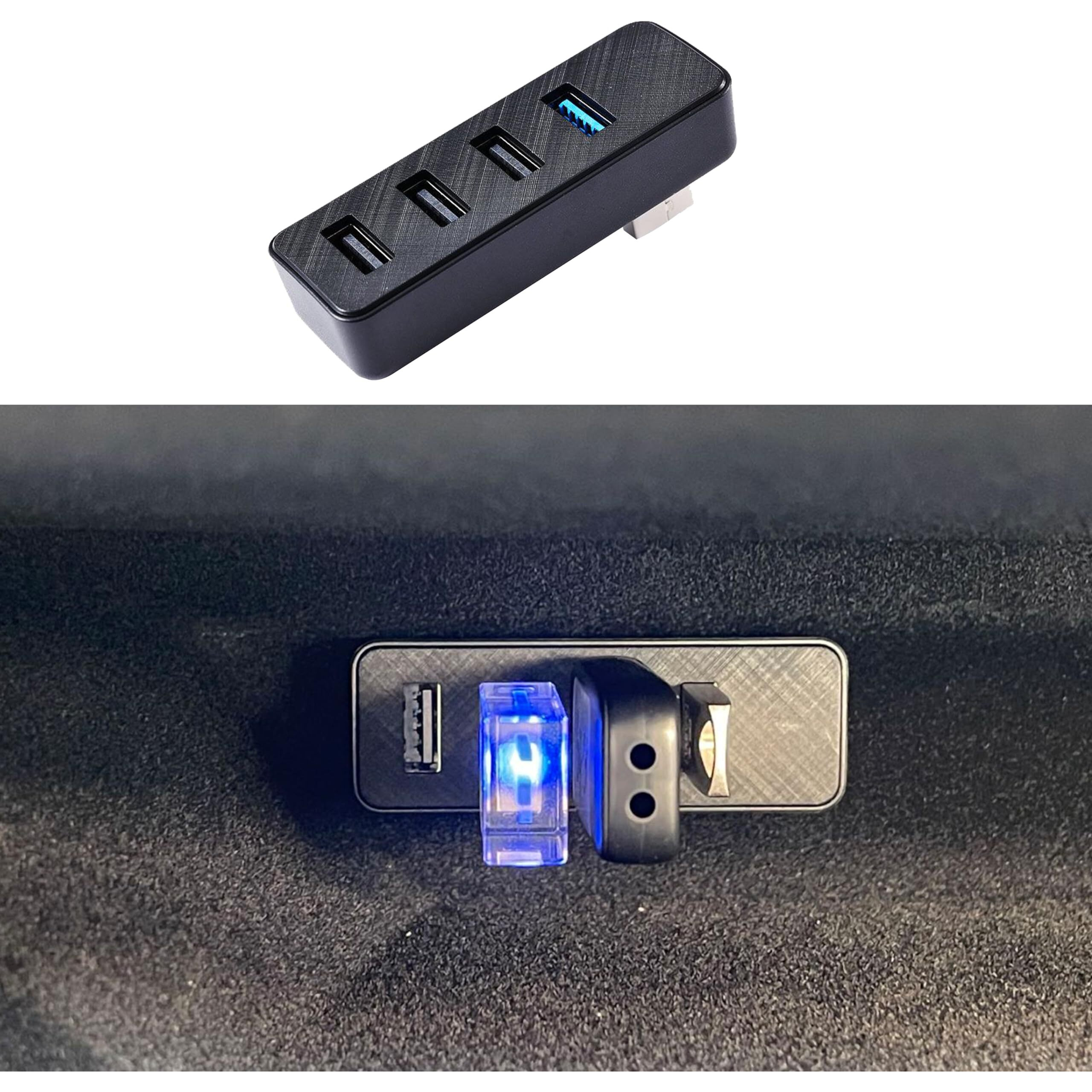 Leiakendi Glove Box Usb Hub For Tesla 2024-2025 Model 3 Highland  Cybertruck And New Model Y Juniper  4-In-1 Glovebox Docking Station Accessories For Dashcam Flash Drive Data Transferring Game Music