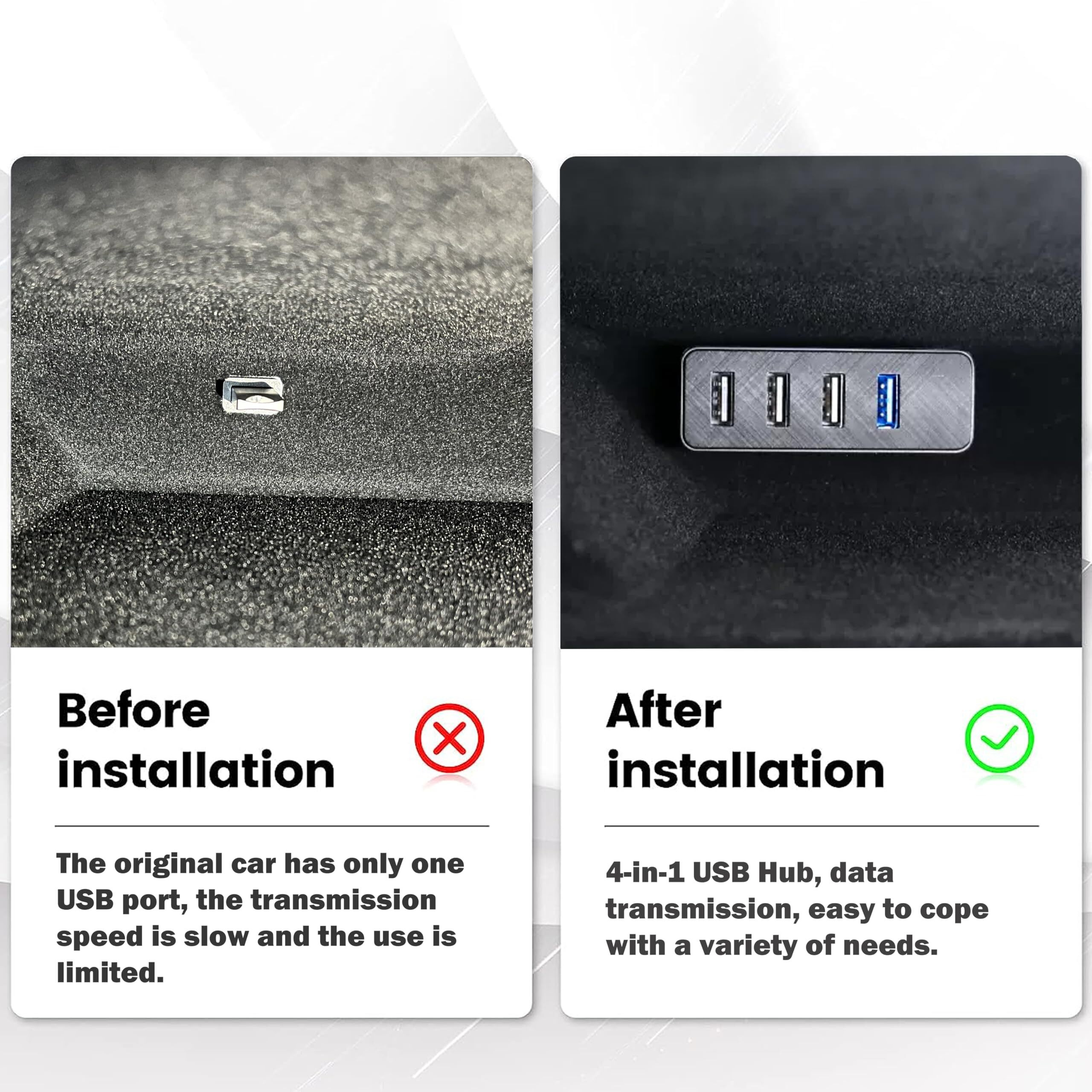 Leiakendi Glove Box Usb Hub For Tesla 2024-2025 Model 3 Highland  Cybertruck And New Model Y Juniper  4-In-1 Glovebox Docking Station Accessories For Dashcam Flash Drive Data Transferring Game Music