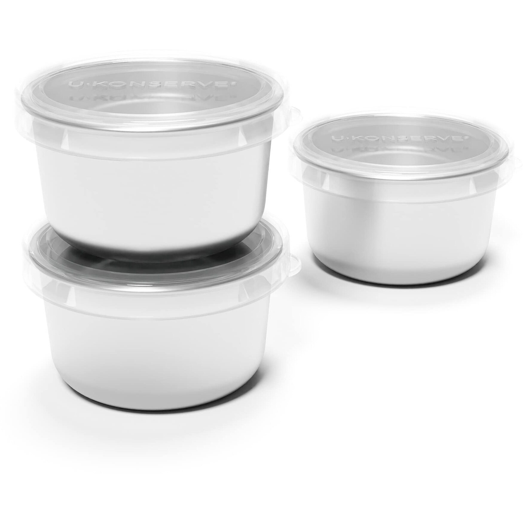 U Konserve Stainless Steel Set Of Three Round Food/Condiment/Snack Mini Countainers With Silicone Lids  Leak Proof & Dishwasher Safe (3 Oz)