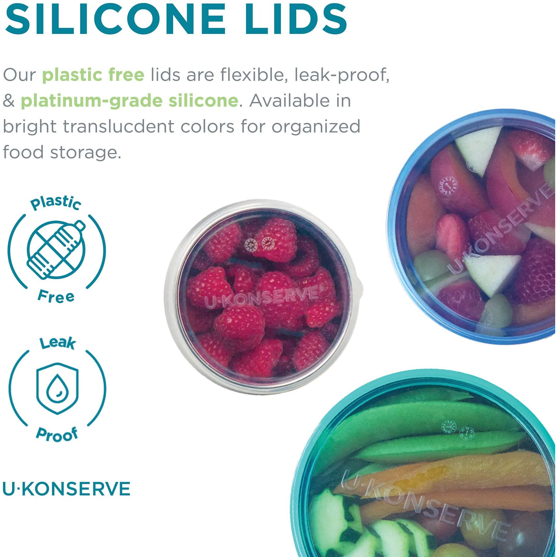 U Konserve Stainless Steel Set Of Three Round Food/Condiment/Snack Mini Countainers With Silicone Lids  Leak Proof & Dishwasher Safe (3 Oz)