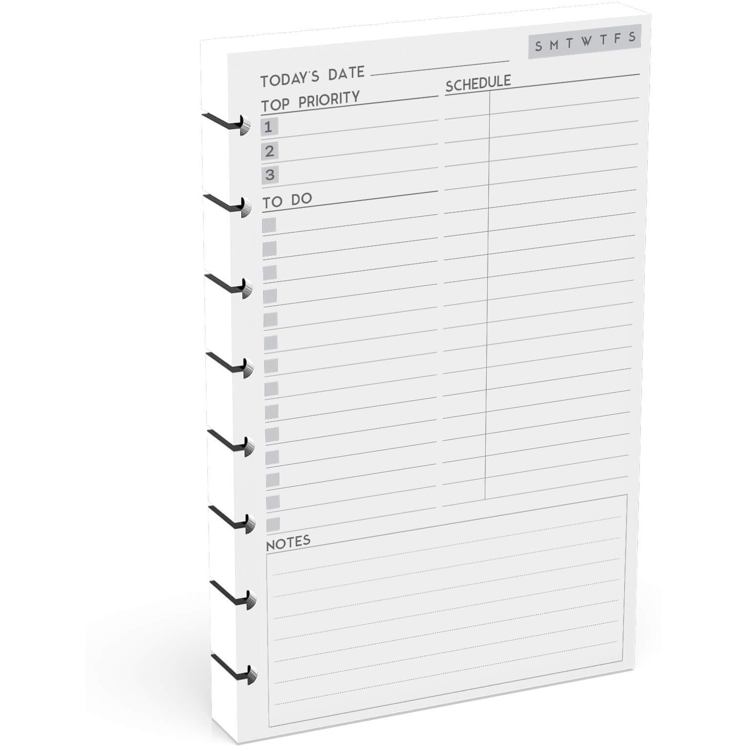 Discbound Undated Daily Plan Paper Refill  120 Gsm  100 Sheets (200 Pages/Days)  8 Disc Pre-Punched Inserts  Loose Leaf  White  5.5 Inch X 8.5 Inch  Daily To-Do  Notes  And Scheduling