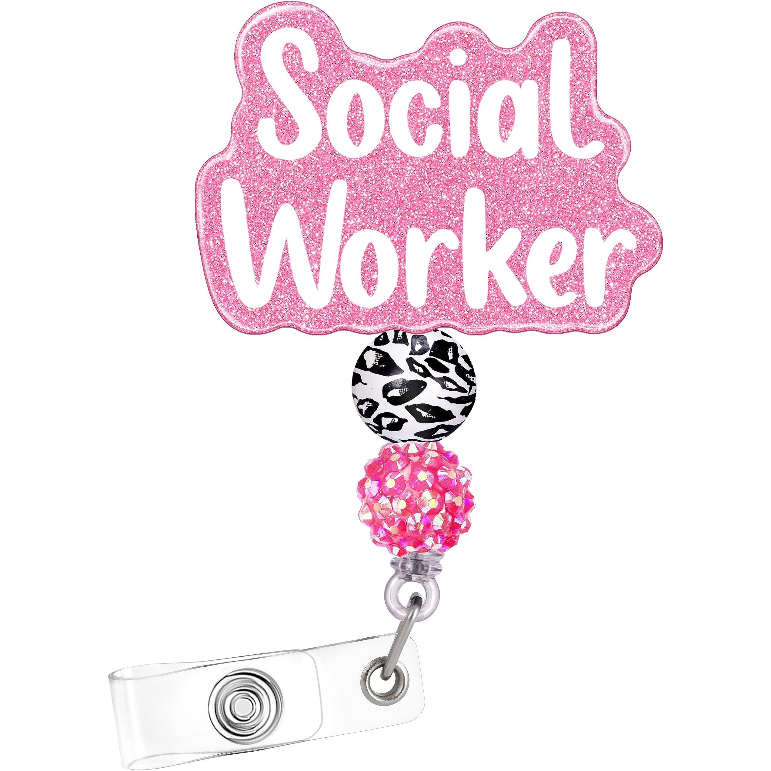 Plifal Social Worker Badge Reel Holder Retractable With Id Clip For Nurse Nursing Name Tag Card White Alligator Clip Hospital Work Accessories