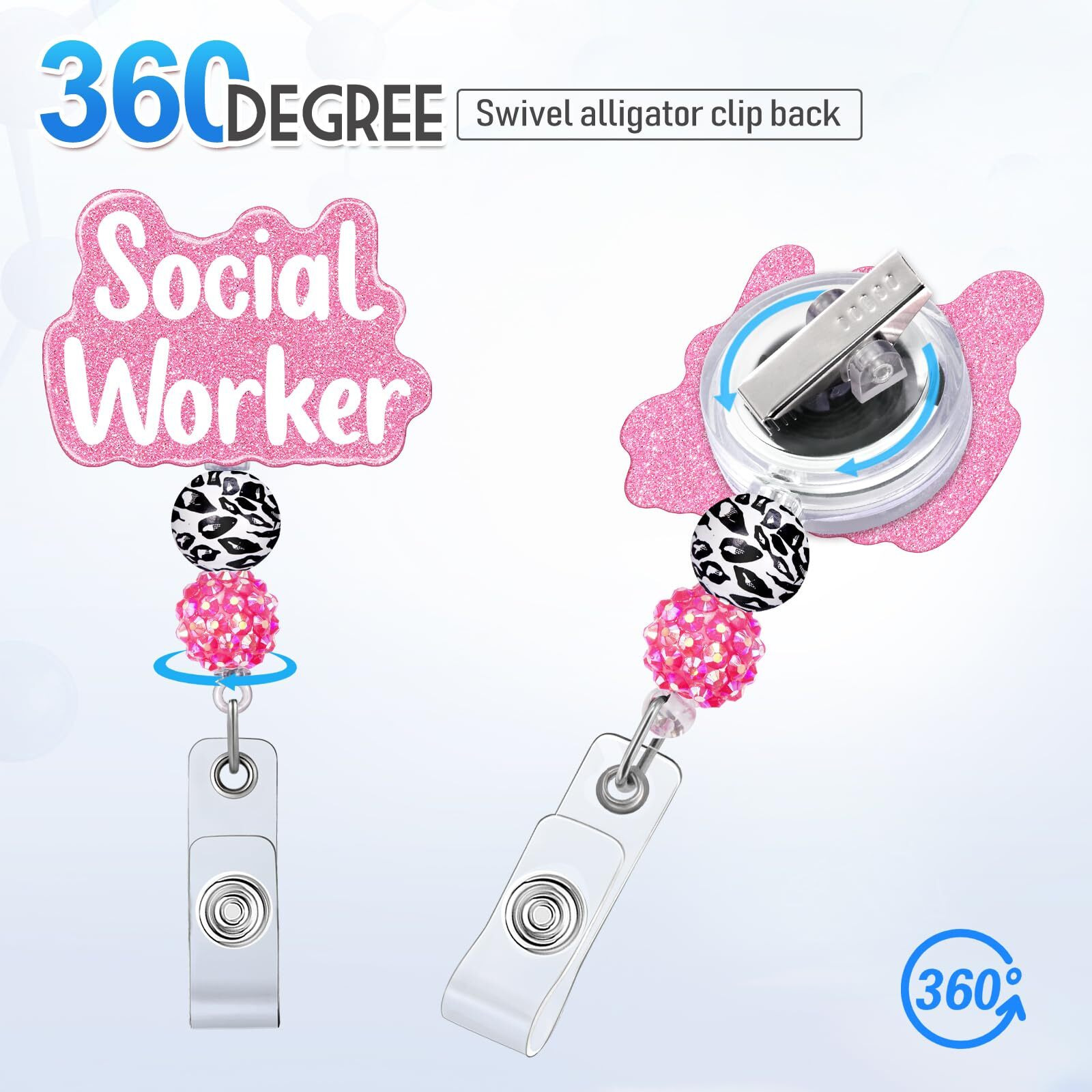 Plifal Social Worker Badge Reel Holder Retractable With Id Clip For Nurse Nursing Name Tag Card White Alligator Clip Hospital Work Accessories