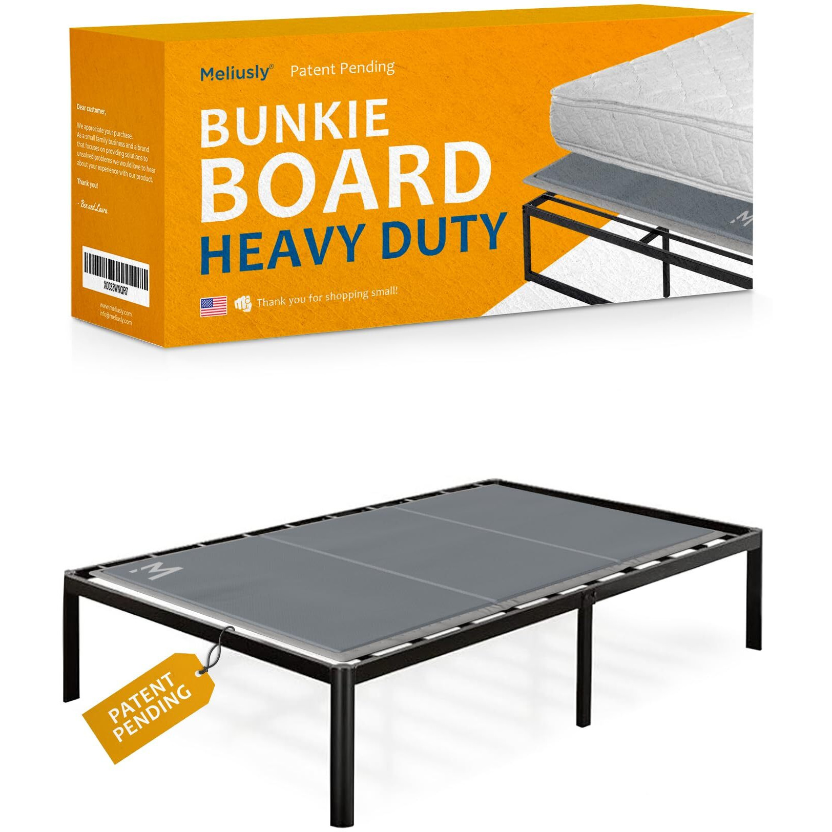 Meliusly Heavy Duty 10Mm Bunkie Board Twin Size (38X75'') Patent Pending Low Profile Bed Board Design - Breathable  Noise Minimizing  Moisture Resistant Bunkieboards  Low Profile Bed Support