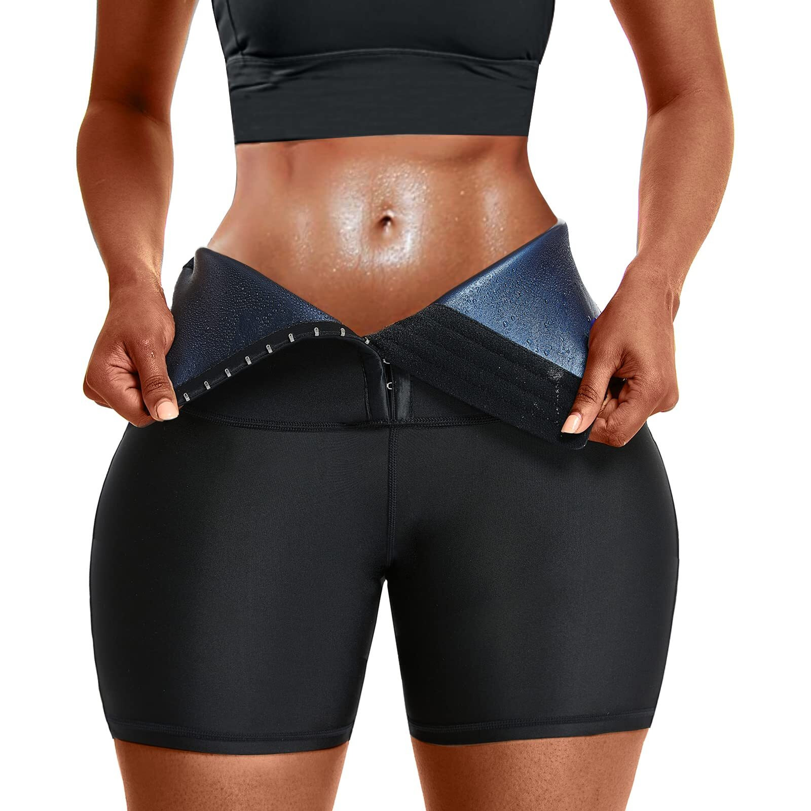 Sauna Sweat Short Pants Suits For Women High Waist Slimming Shorts Compression Thermo Workout Exercise Body Shaper Thighs Blue 4Xl/5Xl