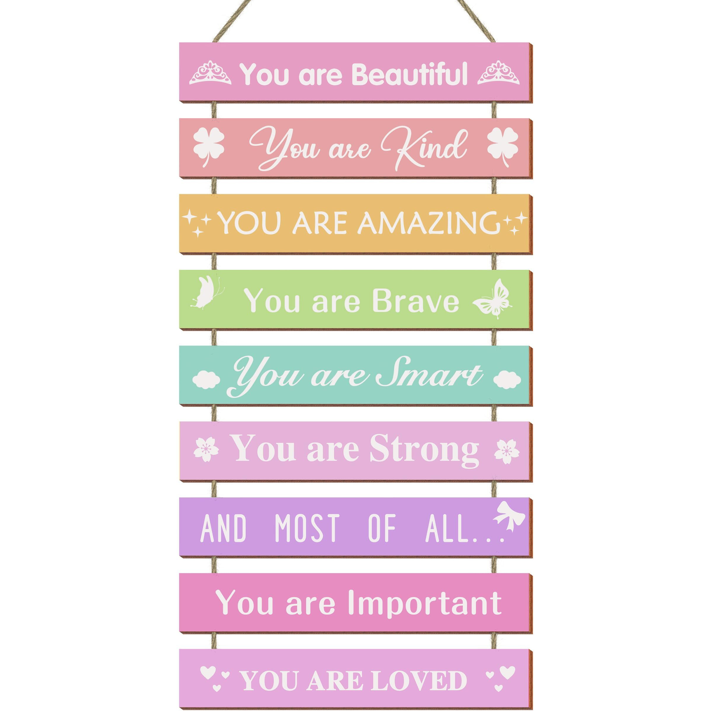 Ubtkey Girls Room Wall Decor  Set Of 9 Pieces Wall Decor For Girls Bedroom Teen Girl  Inspirational Wall Art Hanging Plaque For Kids Baby Girl Nursery Wall Decortaions