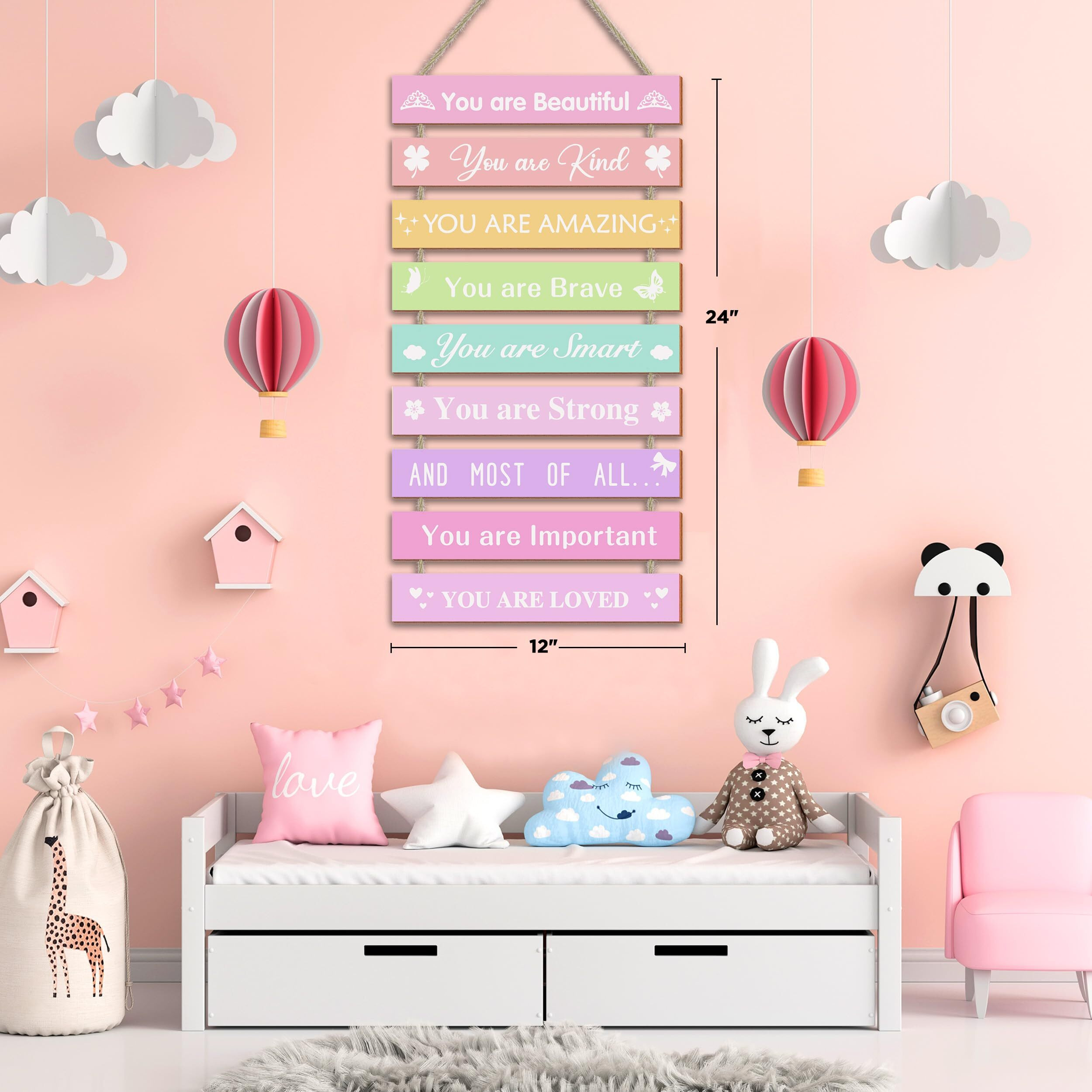Ubtkey Girls Room Wall Decor  Set Of 9 Pieces Wall Decor For Girls Bedroom Teen Girl  Inspirational Wall Art Hanging Plaque For Kids Baby Girl Nursery Wall Decortaions