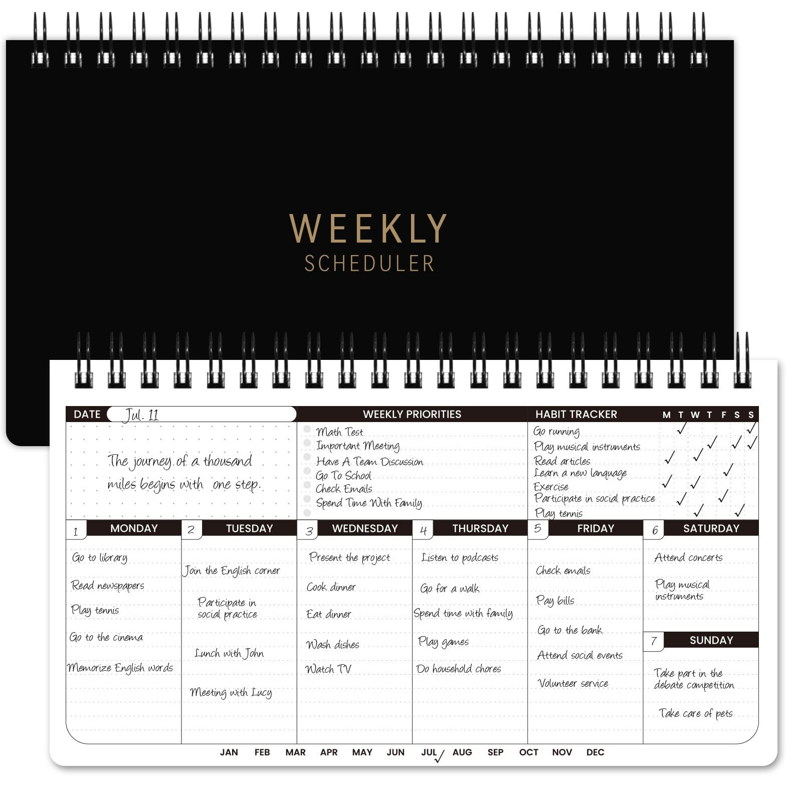 2025 Weekly Planner - Spiral Bound  11.2'' X 6.3''  Undated Daily Productive Weekly Planner  55 Weeks